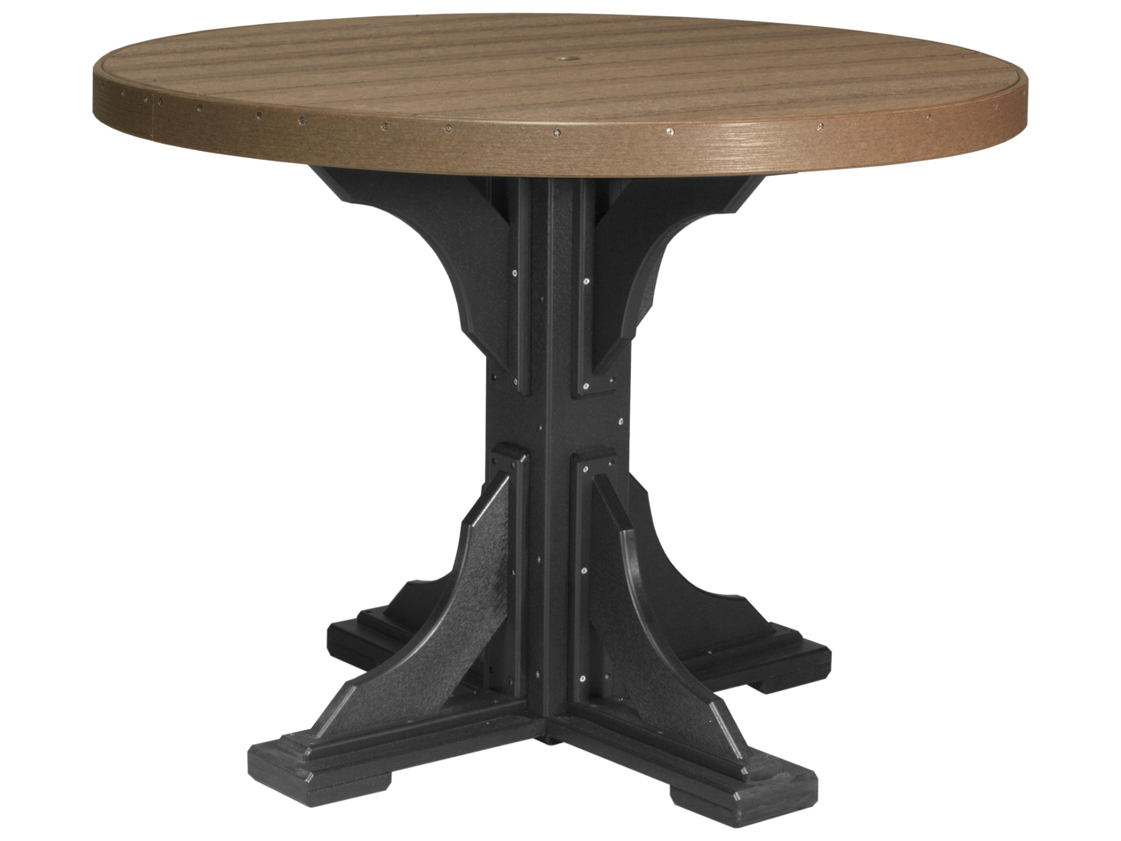 LuxCraft Recycled Plastic Round Outdoor Counter Height Table with Umbrella Hole