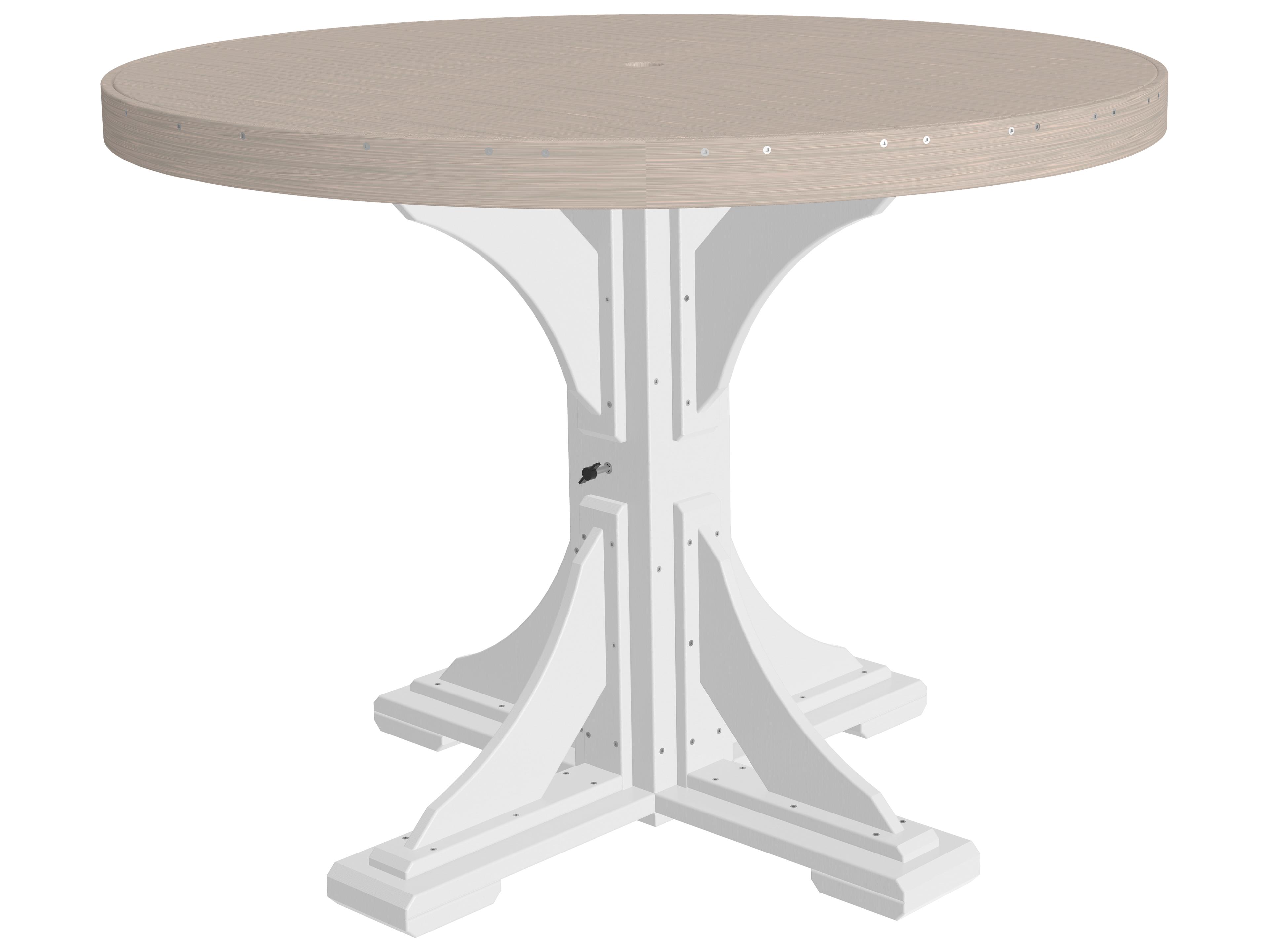 LuxCraft Recycled Plastic Round Outdoor Counter Height Table with Umbrella Hole