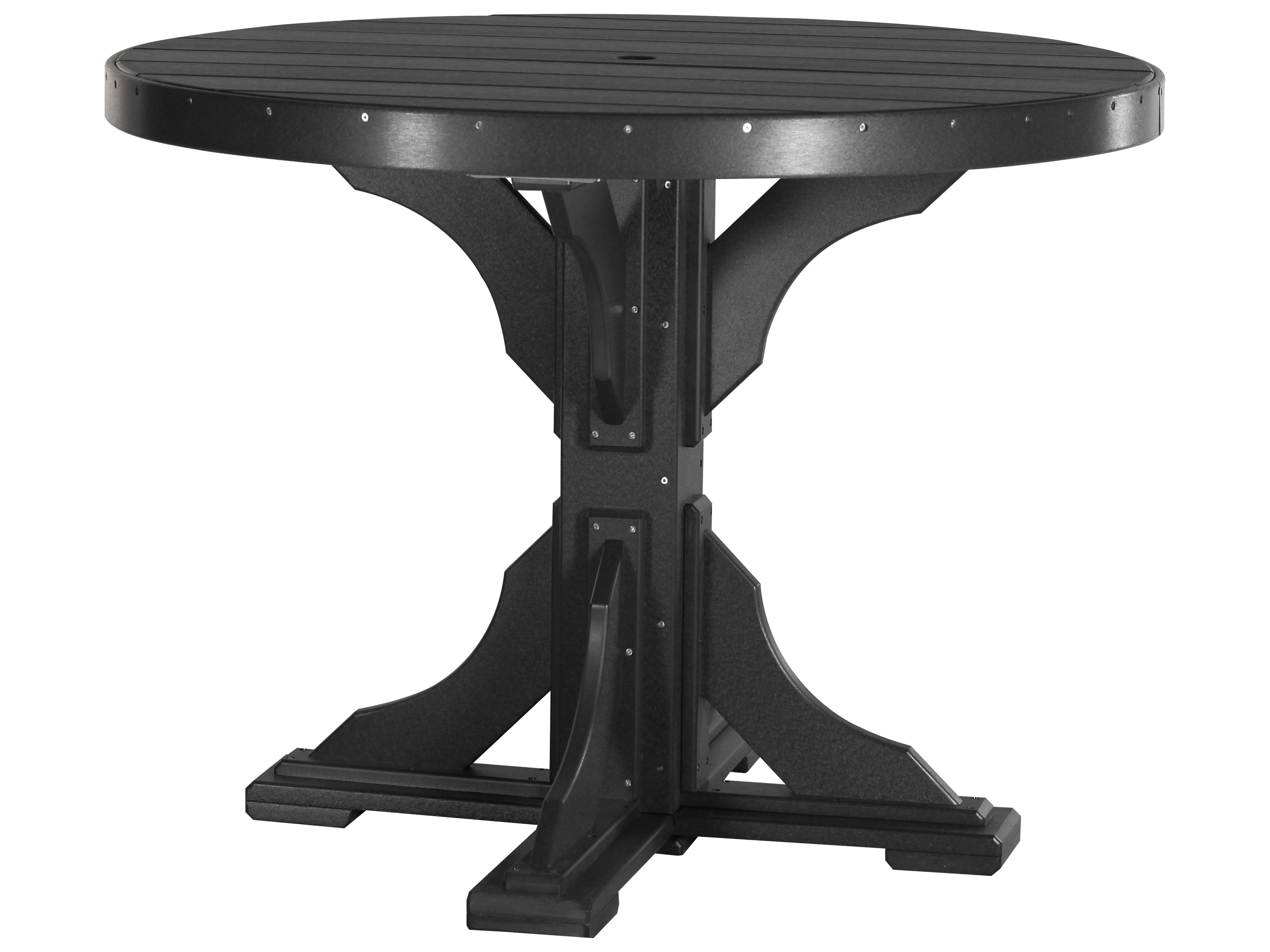 LuxCraft Recycled Plastic Round Outdoor Counter Height Table with Umbrella Hole