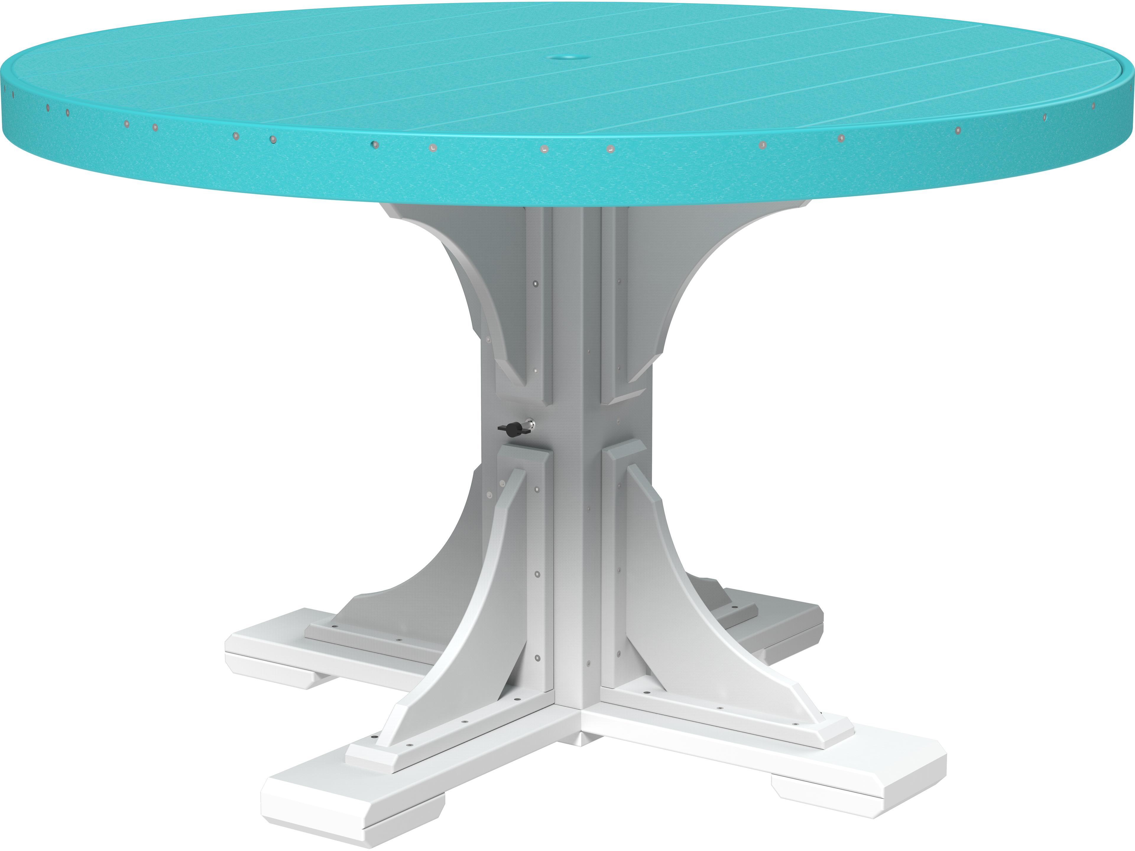 Recycled Plastic Round Outdoor Dining Table with Umbrella Hole