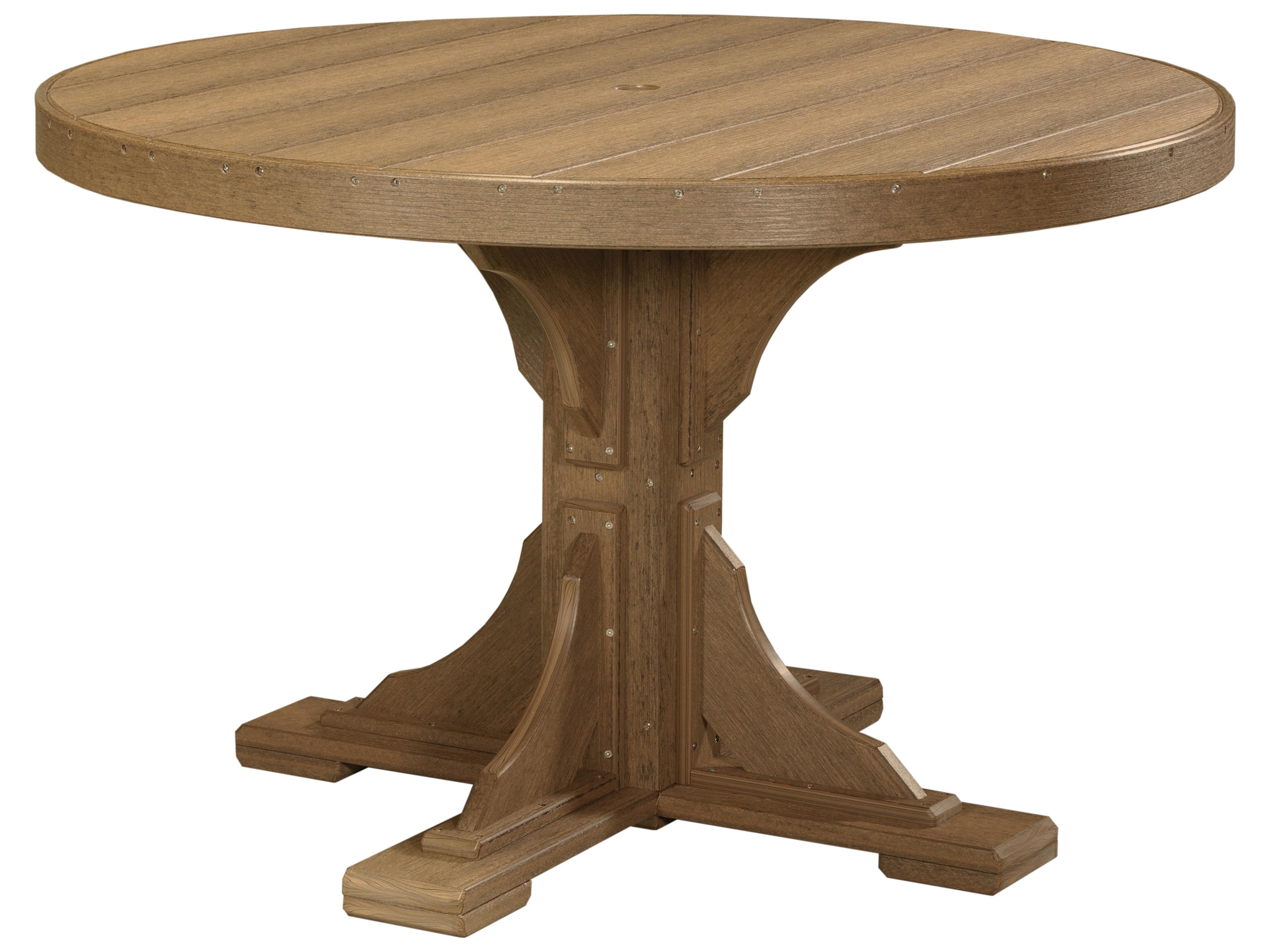 LuxCraft Recycled Plastic Round Outdoor Dining Table with Umbrella Hole