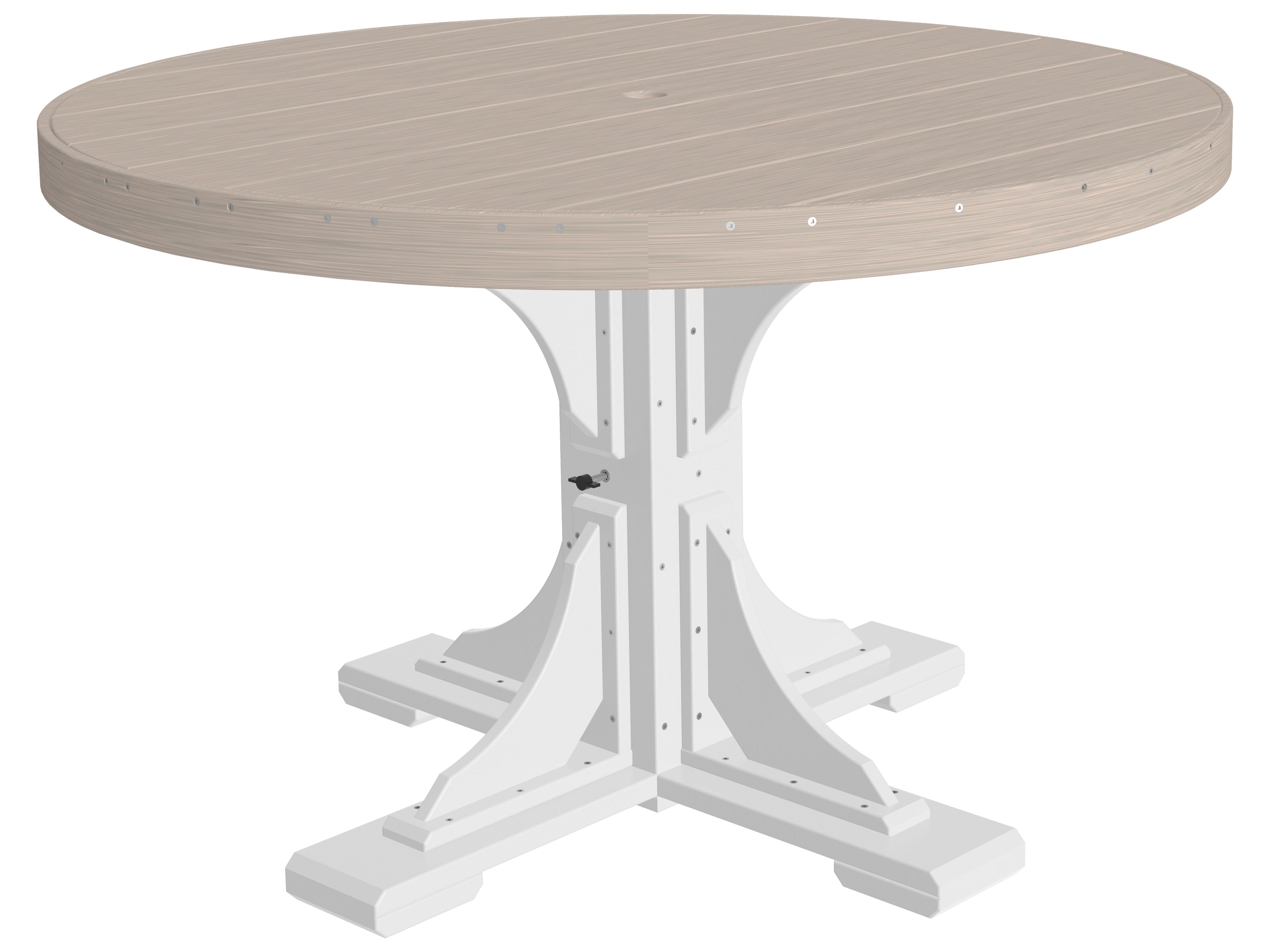 LuxCraft Recycled Plastic Round Outdoor Dining Table with Umbrella Hole