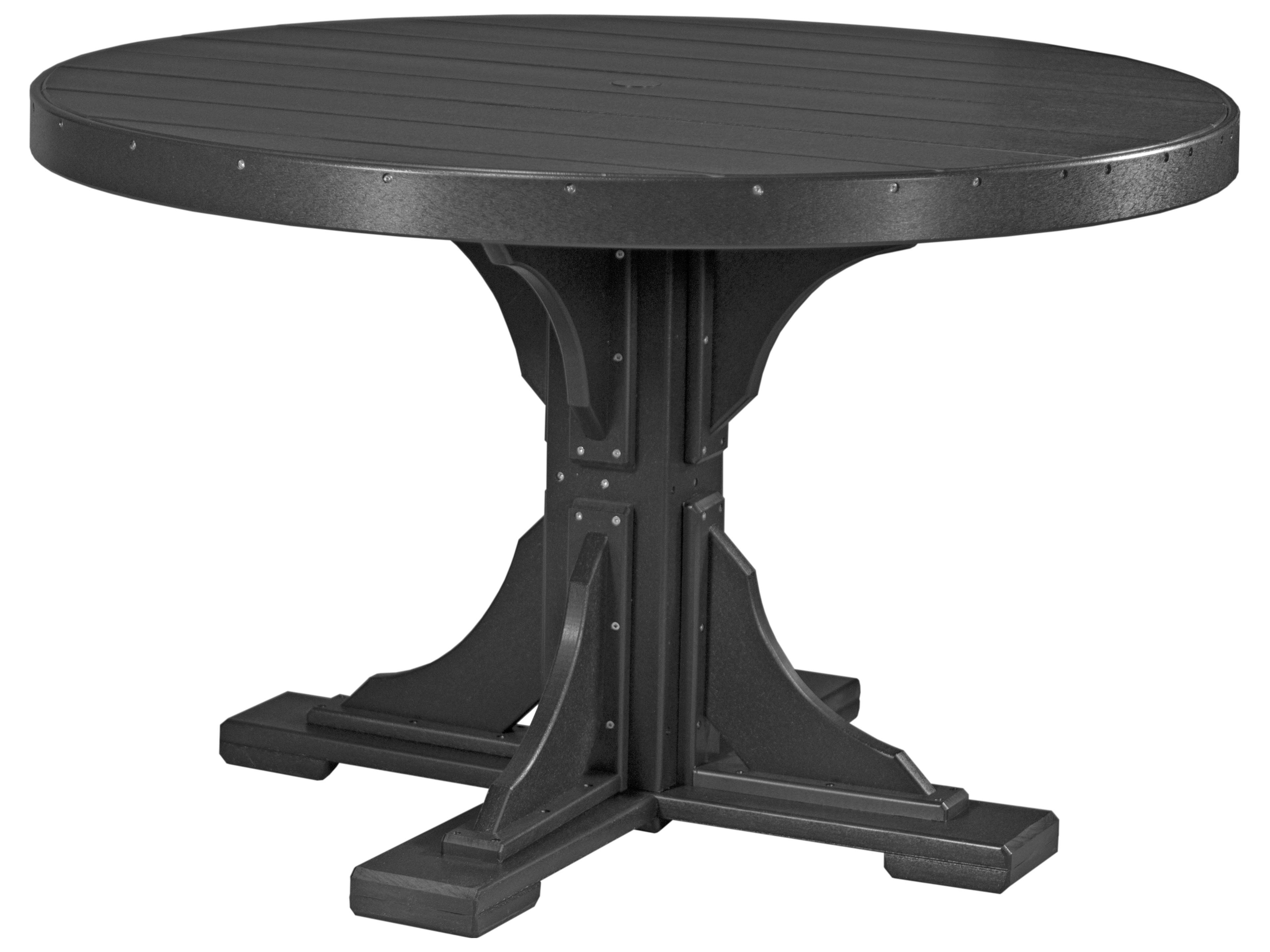 LuxCraft Recycled Plastic Round Outdoor Dining Table with Umbrella Hole