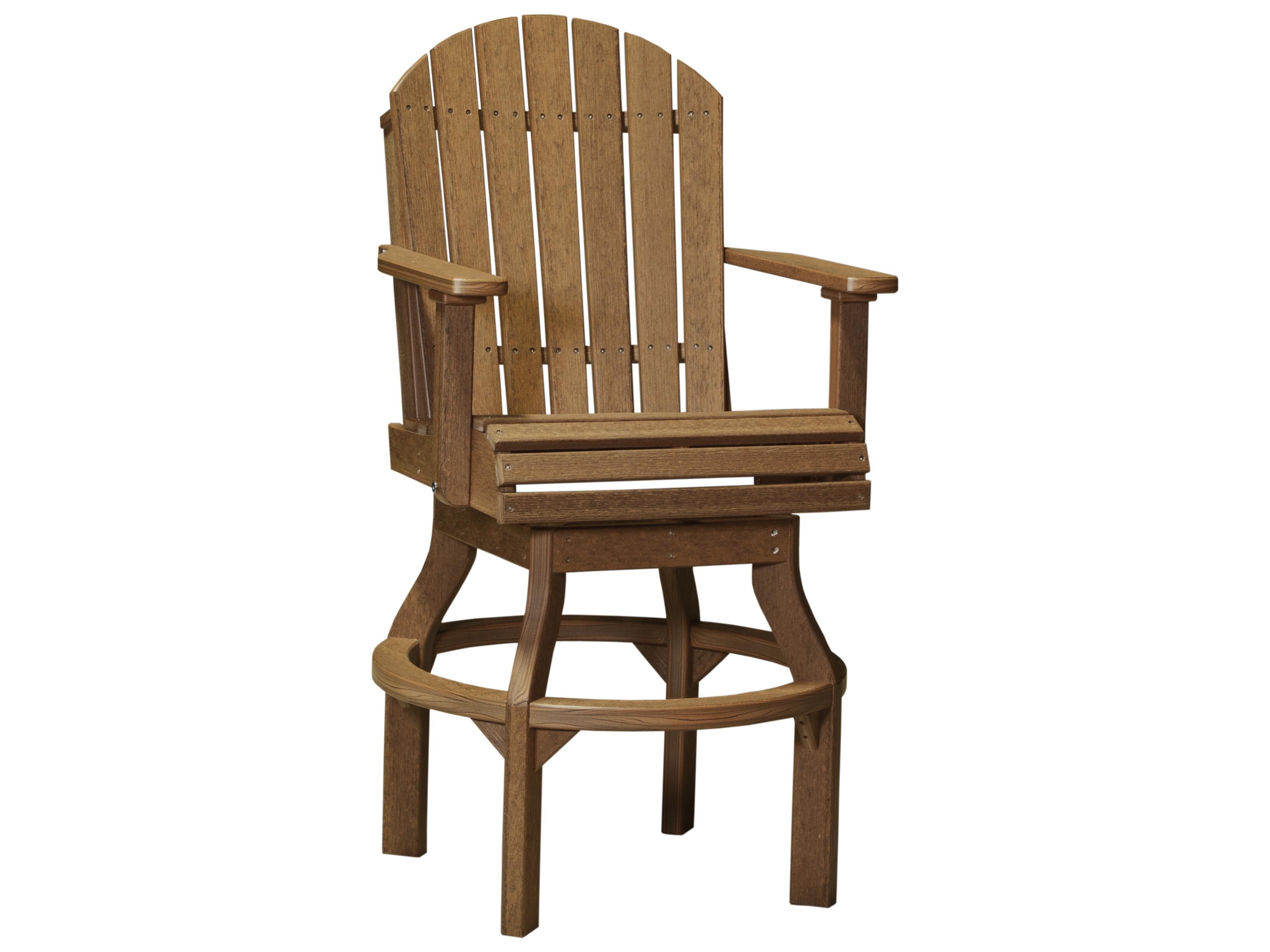 LuxCraft Recycled Plastic Adirondack Swivel Bar Height Patio Chair