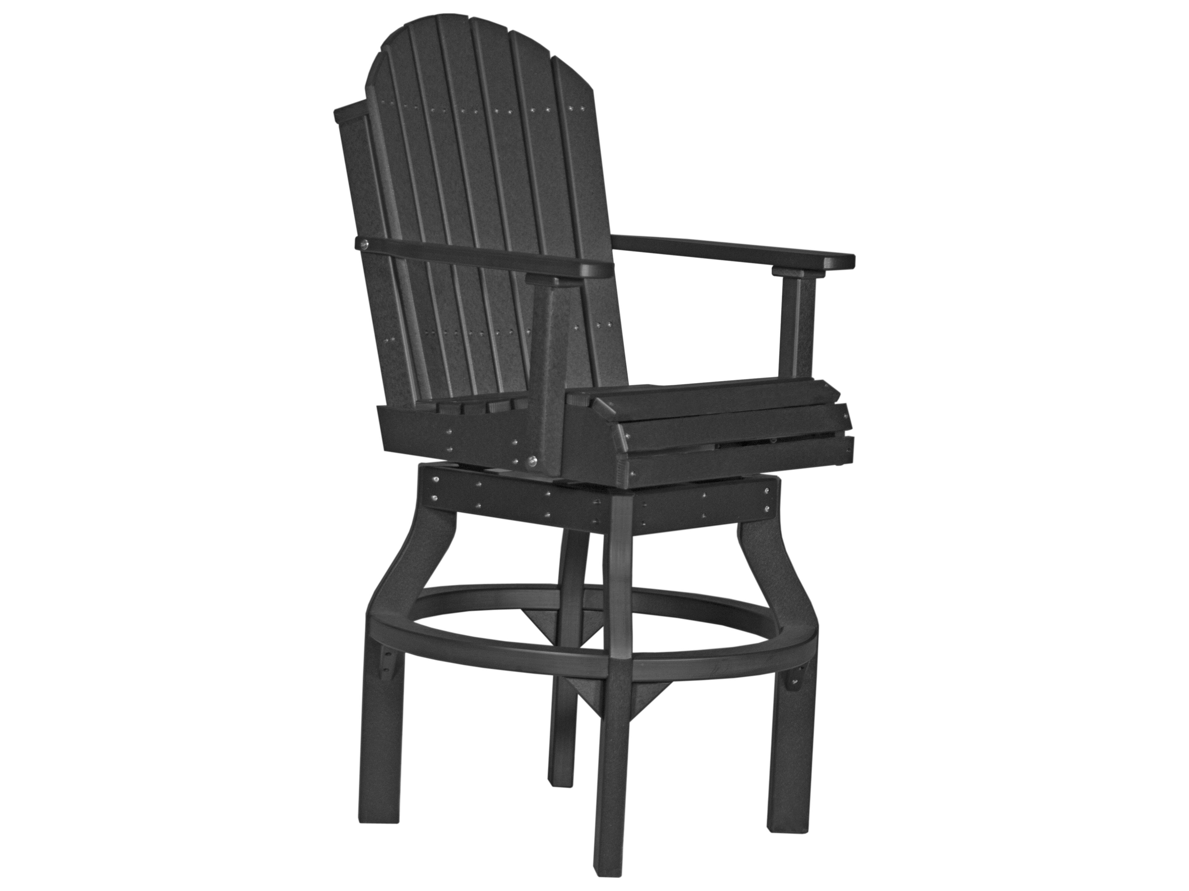LuxCraft Recycled Plastic Adirondack Swivel Bar Height Patio Chair