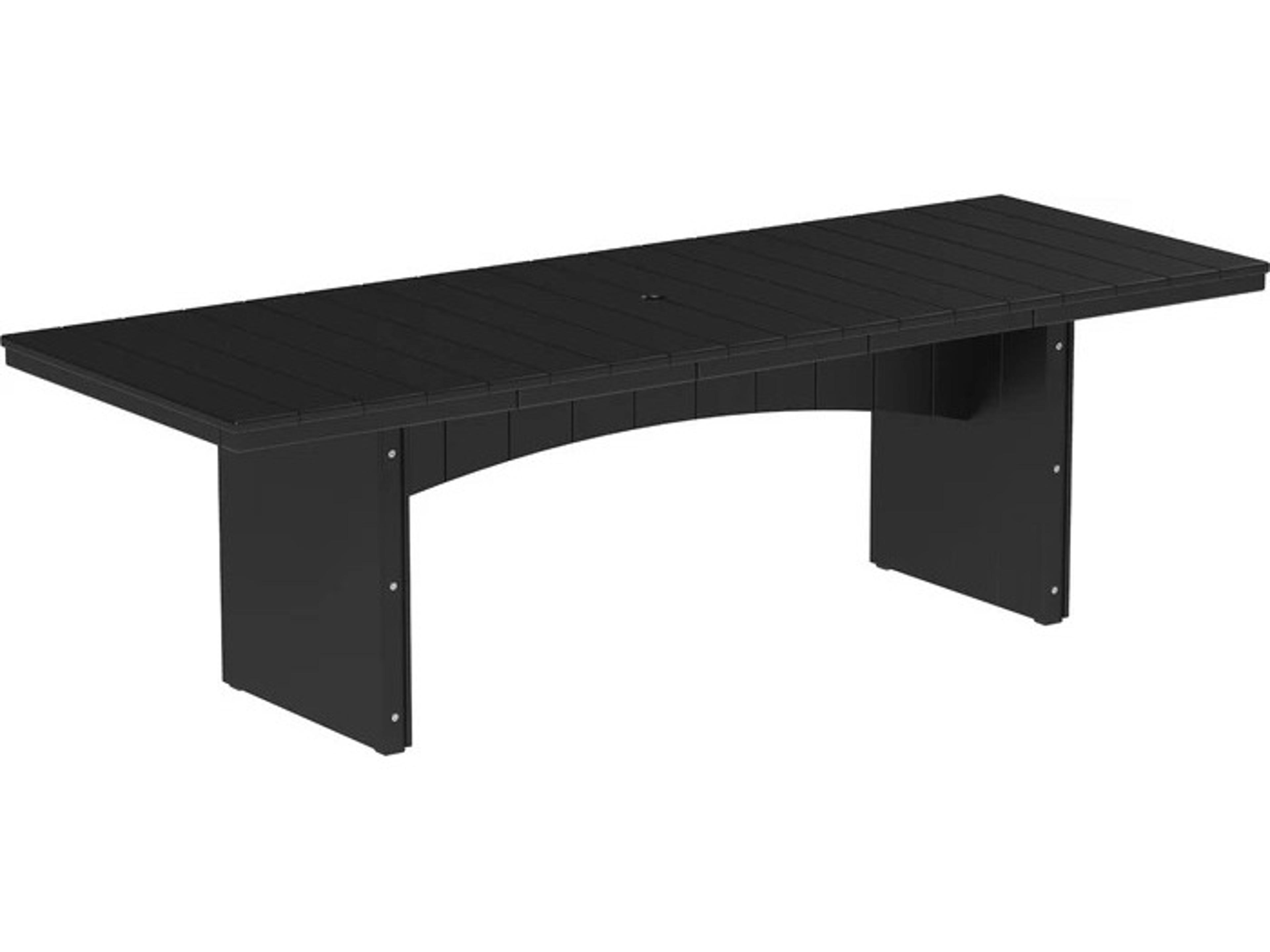 LuxCraft Recycled Plastic Urban 3' x 8' Rectangular Bar Height Table with Umbrella Hole