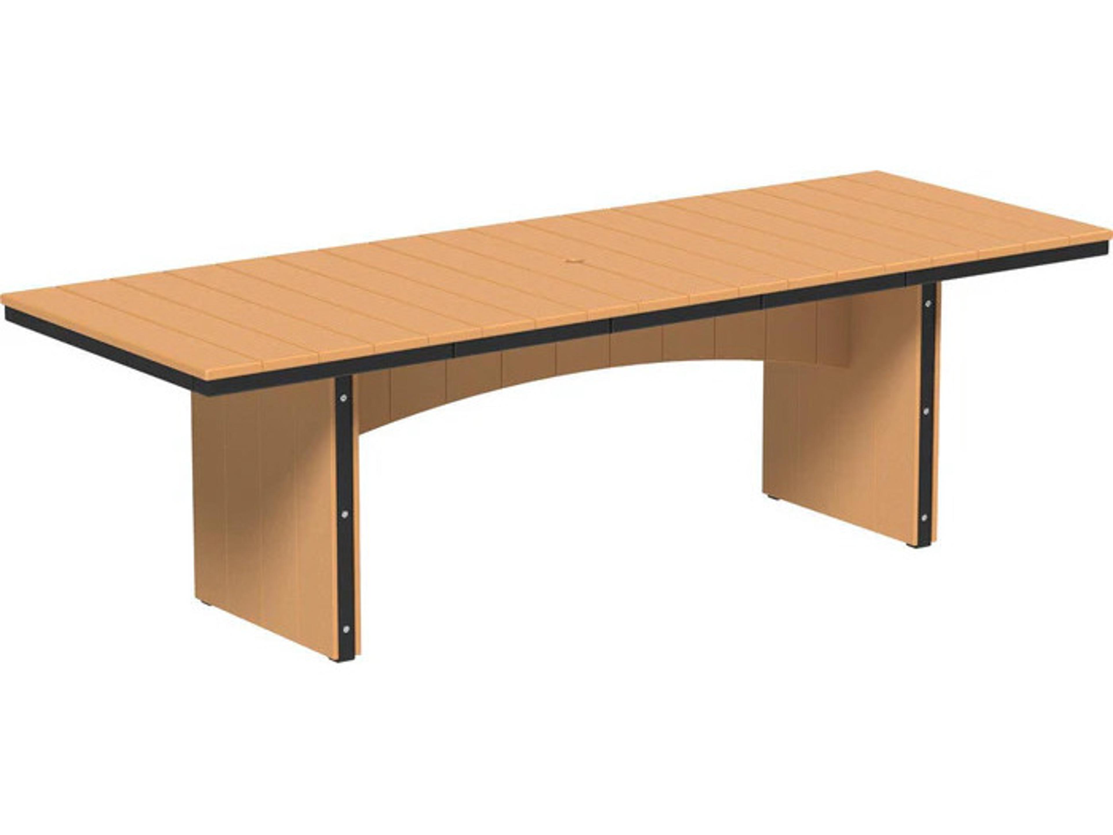 LuxCraft Recycled Plastic Urban 3' x 8' Rectangular Bar Height Table with Umbrella Hole