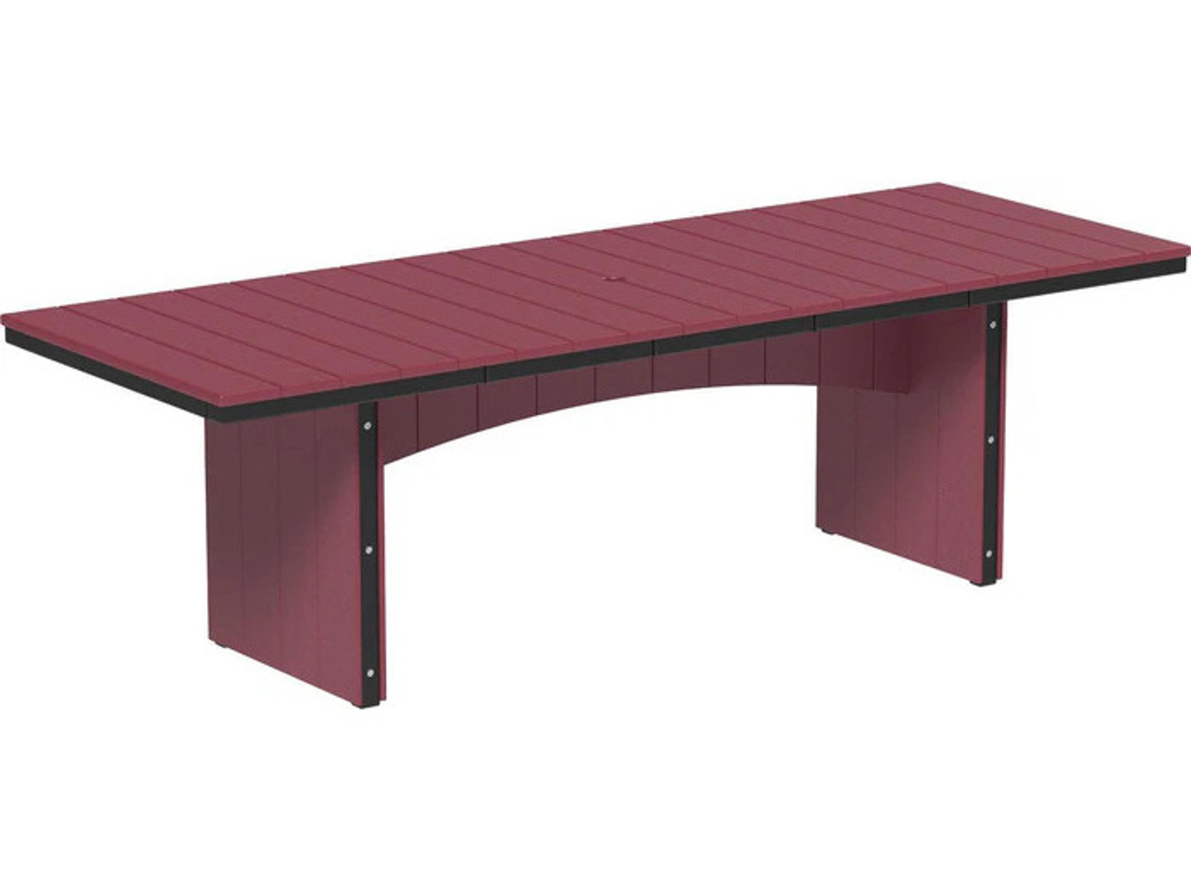 LuxCraft Recycled Plastic Urban 3' x 8' Rectangular Counter Height Table with Umbrella Hole