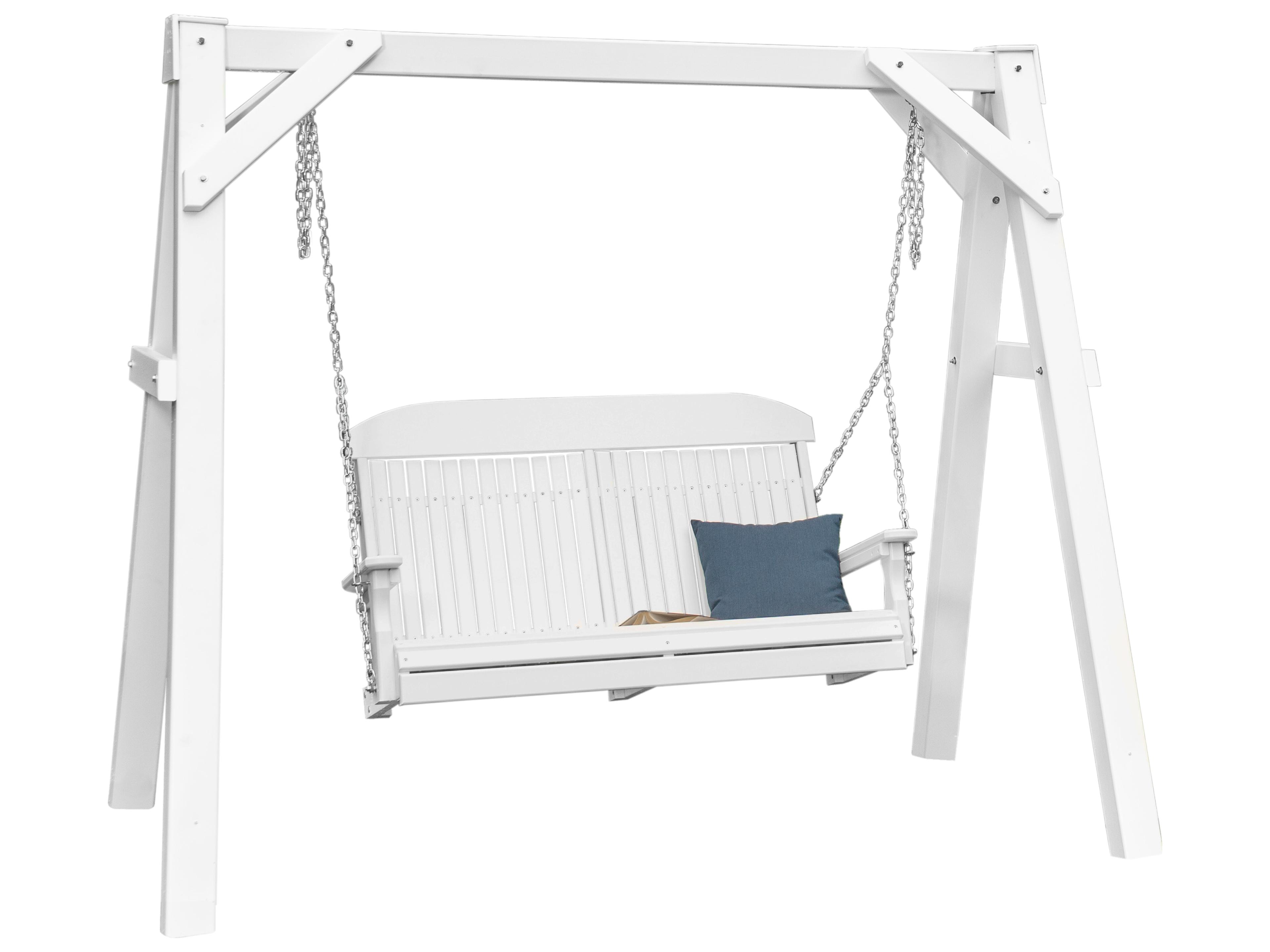 A-Frame Vinyl Outdoor Patio Swing Stand - White