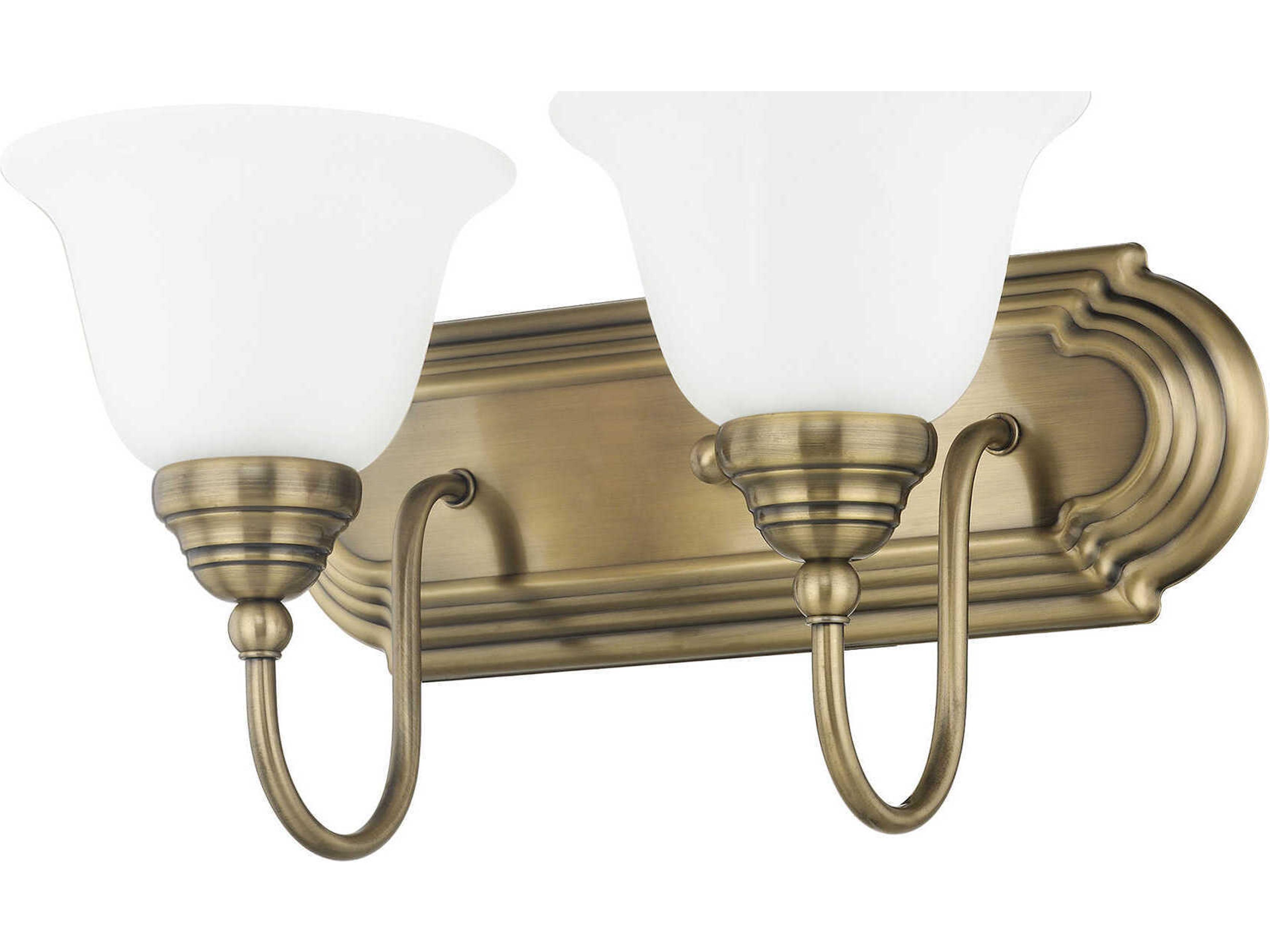 Livex Lighting Belmont 2-Light Antique Brass Glass Vanity Light