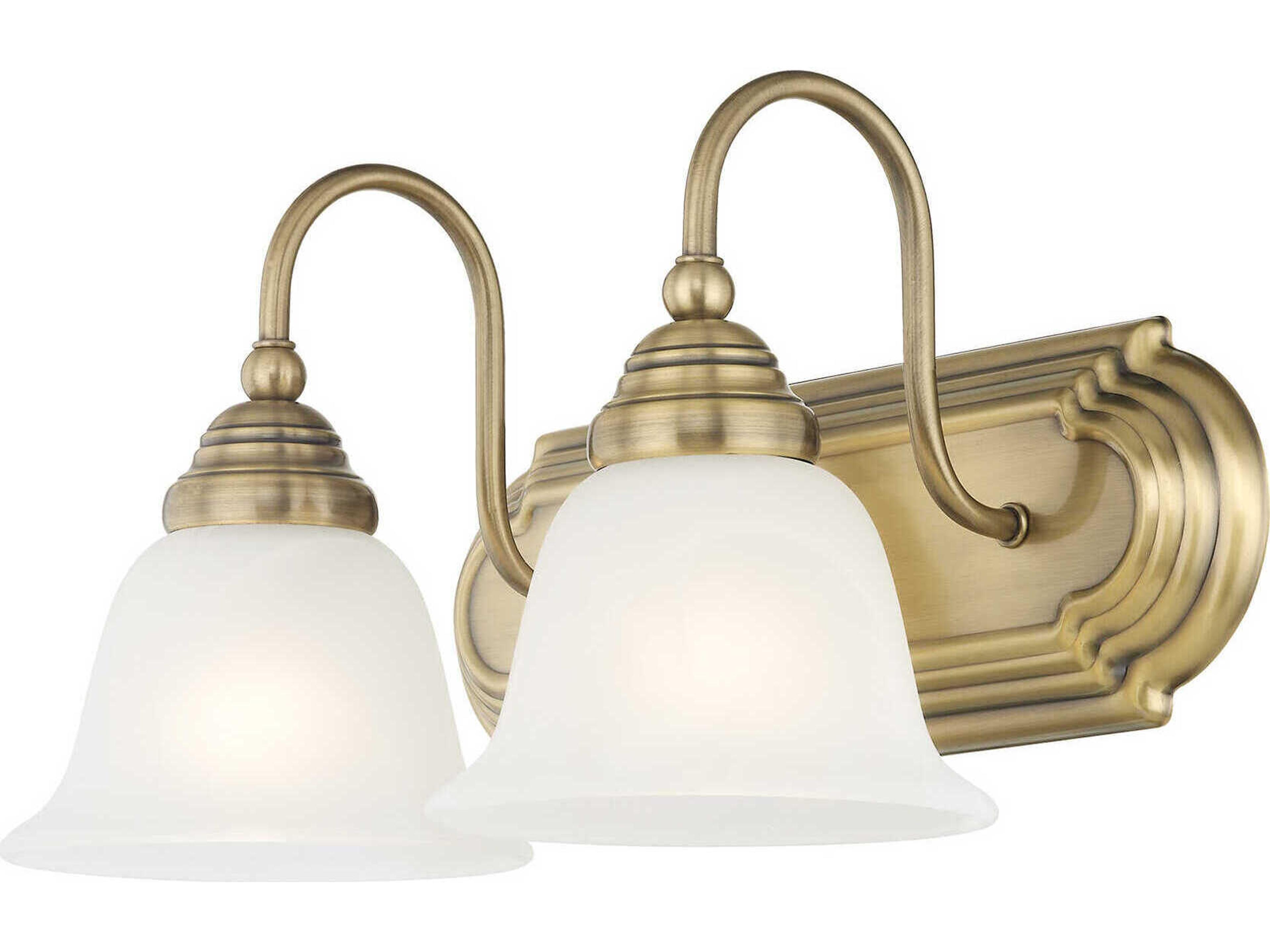 Livex Lighting Belmont 2-Light Antique Brass Glass Vanity Light
