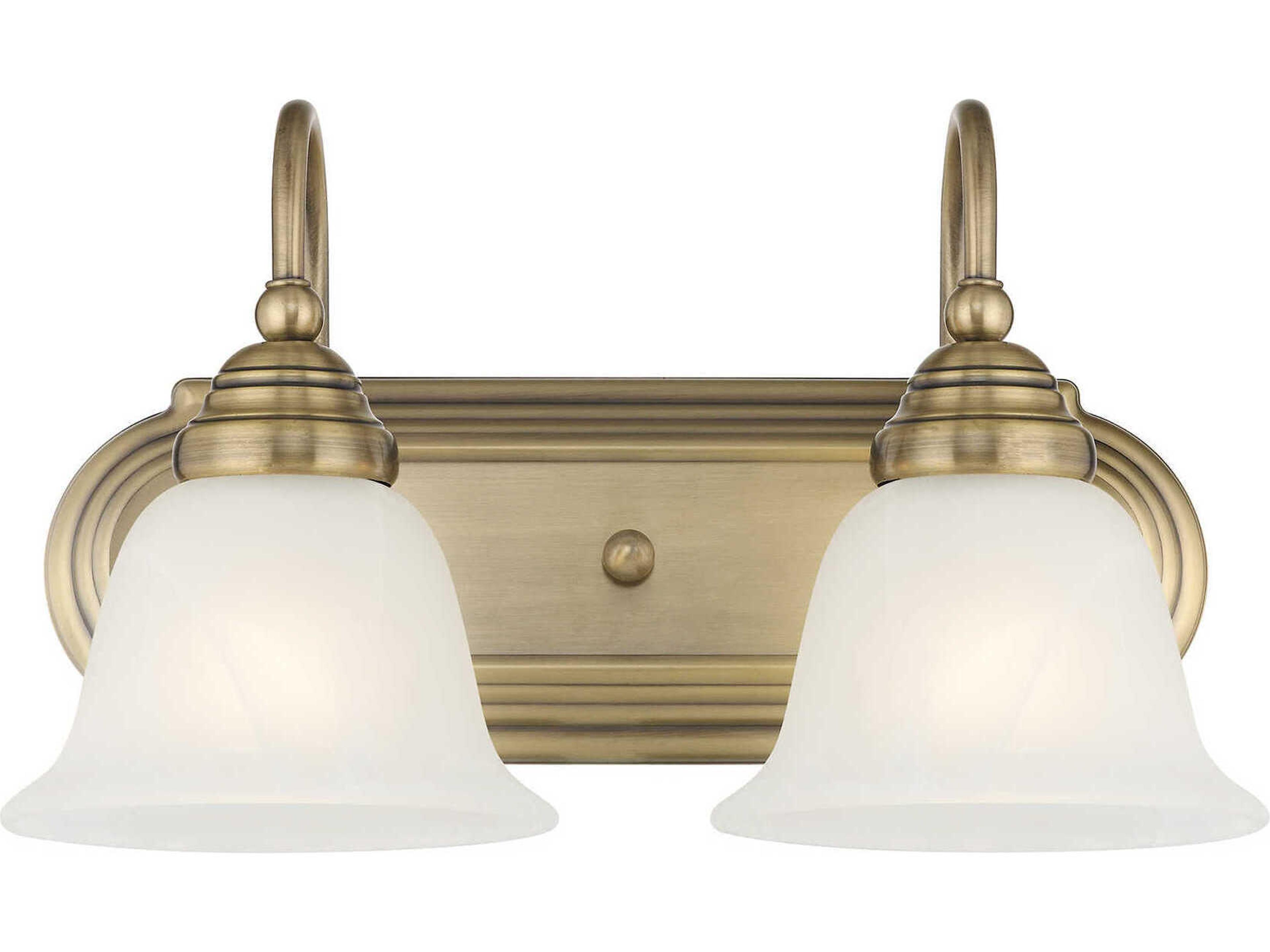 Livex Lighting Belmont 2-Light Antique Brass Glass Vanity Light