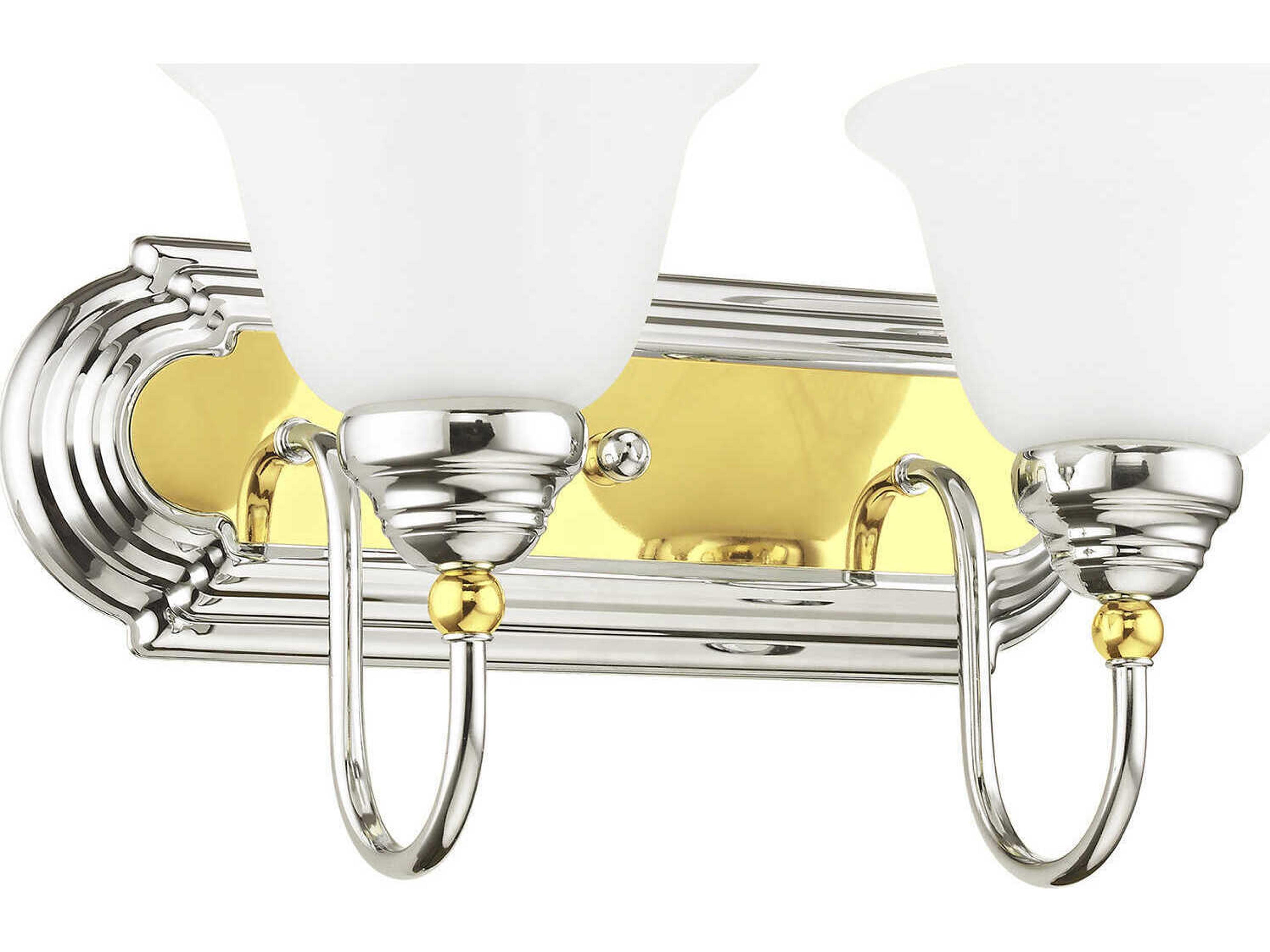 Livex Lighting Belmont 2-Light Polished Chrome Brass Glass Vanity Light