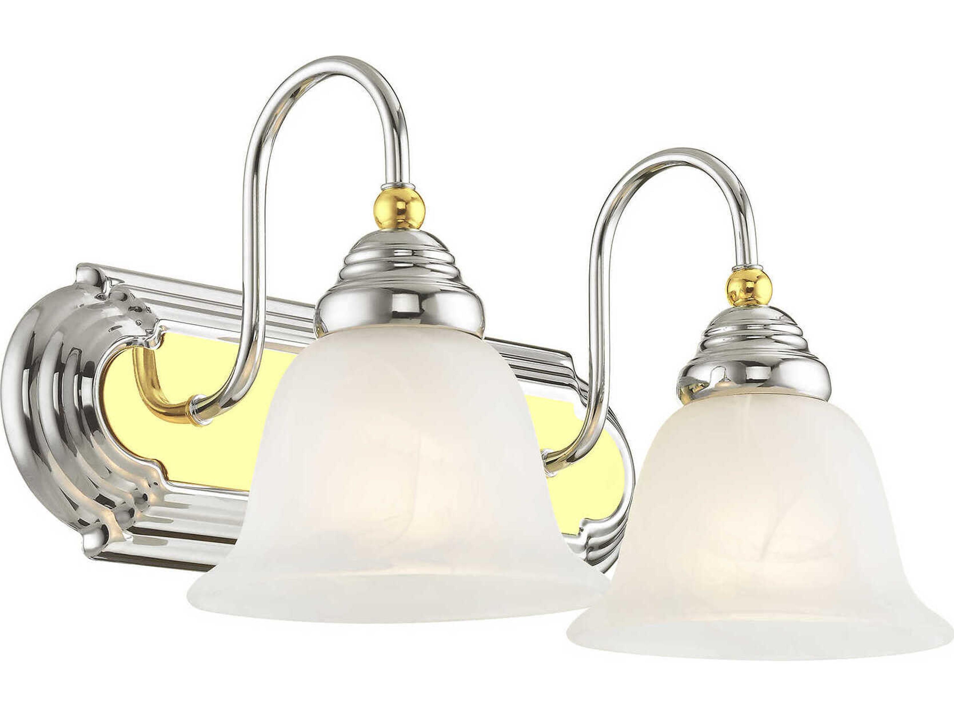 Livex Lighting Belmont 2-Light Polished Chrome Brass Glass Vanity Light