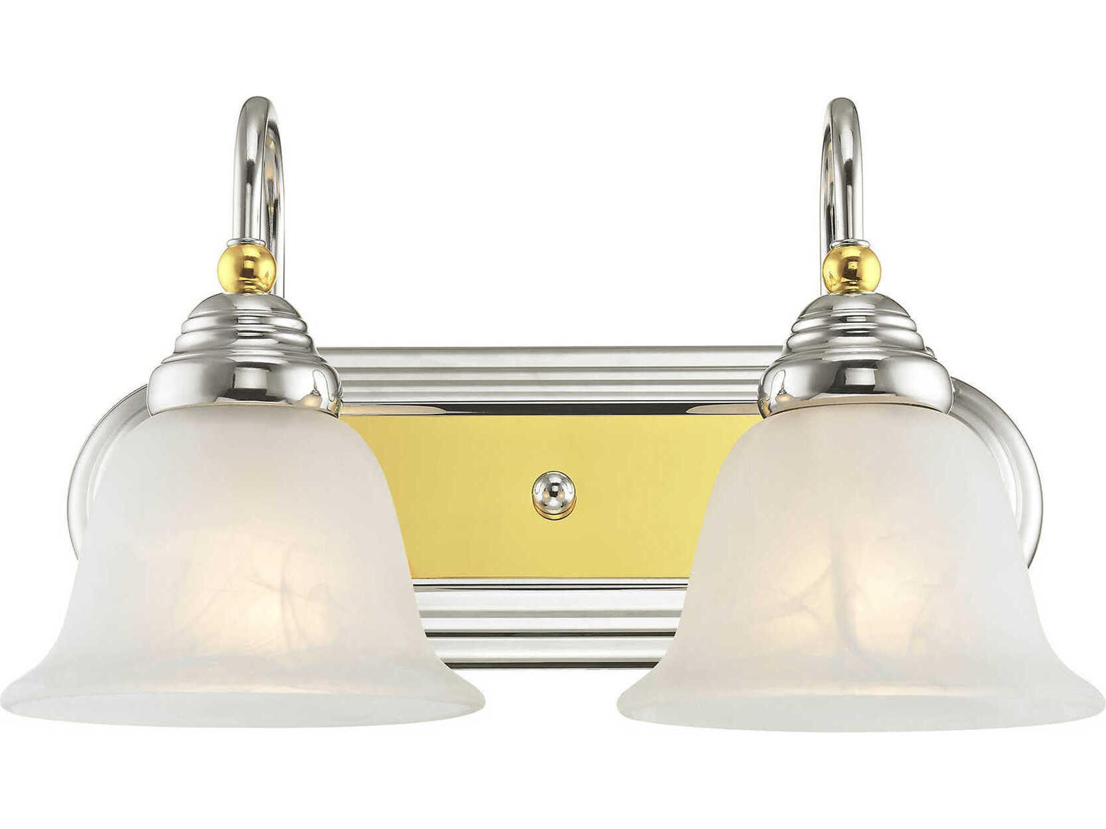 Livex Lighting Belmont 2-Light Polished Chrome Brass Glass Vanity Light