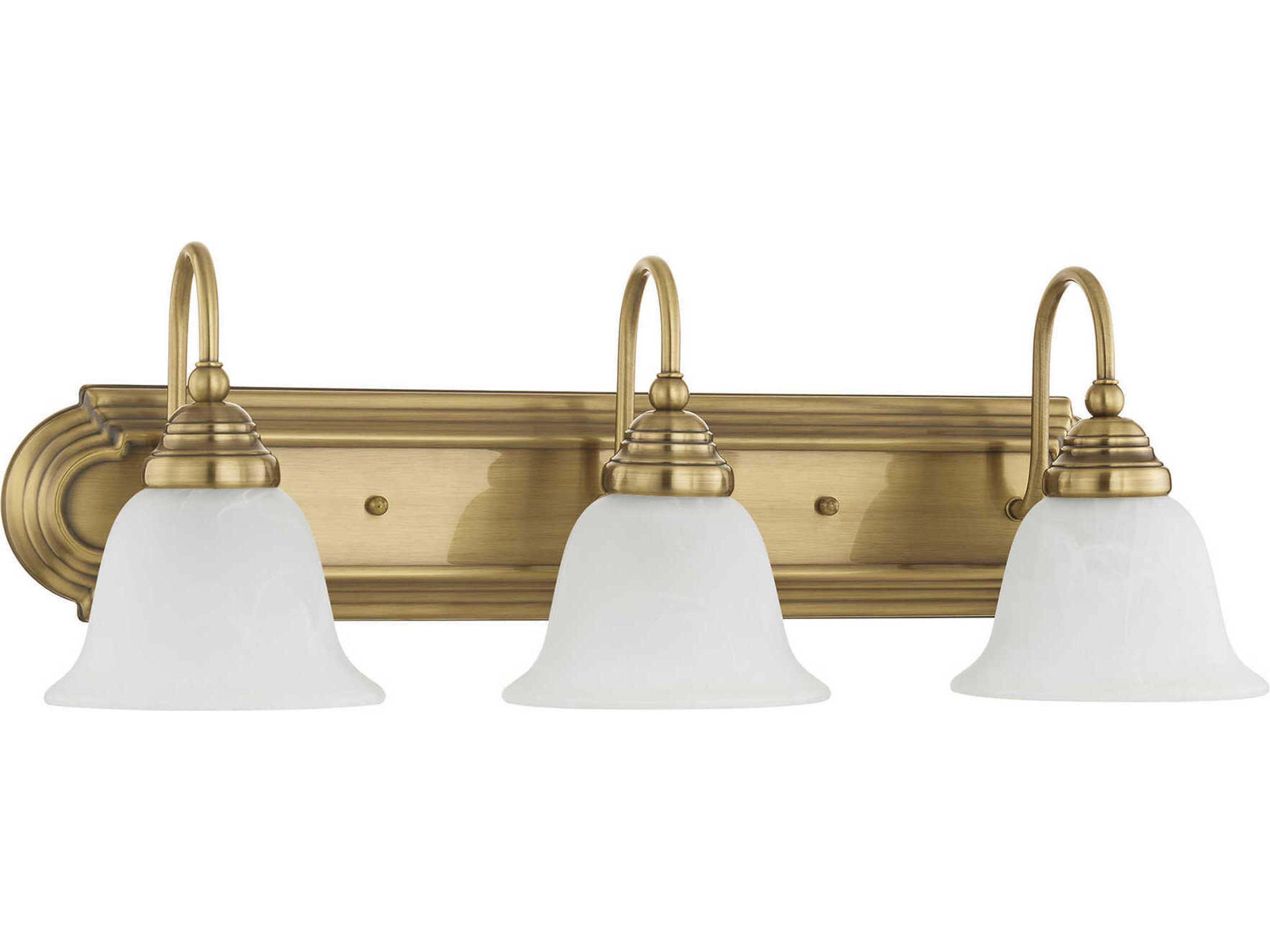 Livex Lighting Belmont 3-Light Antique Brass Glass Vanity Light