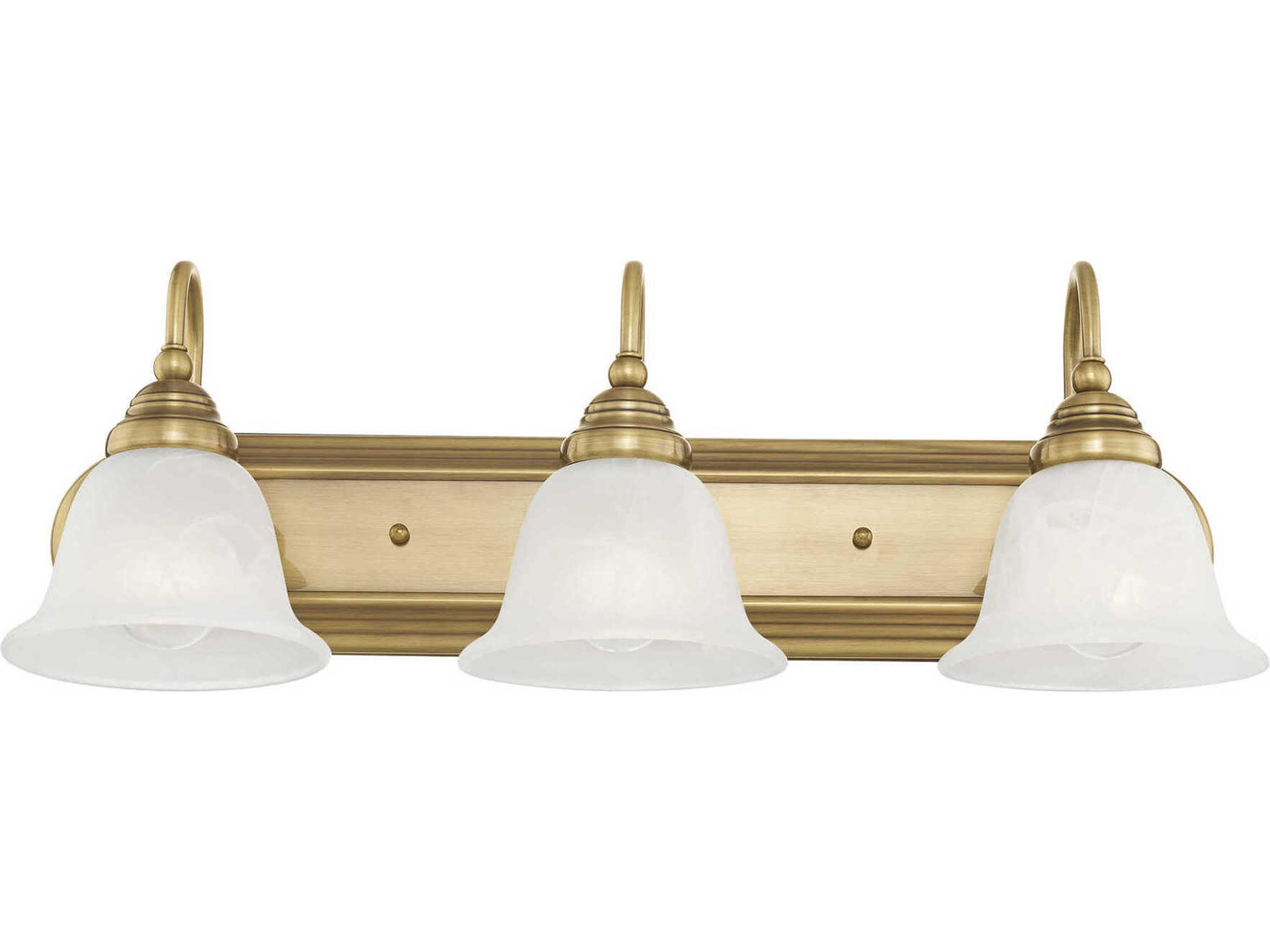 Livex Lighting Belmont 3-Light Antique Brass Glass Vanity Light