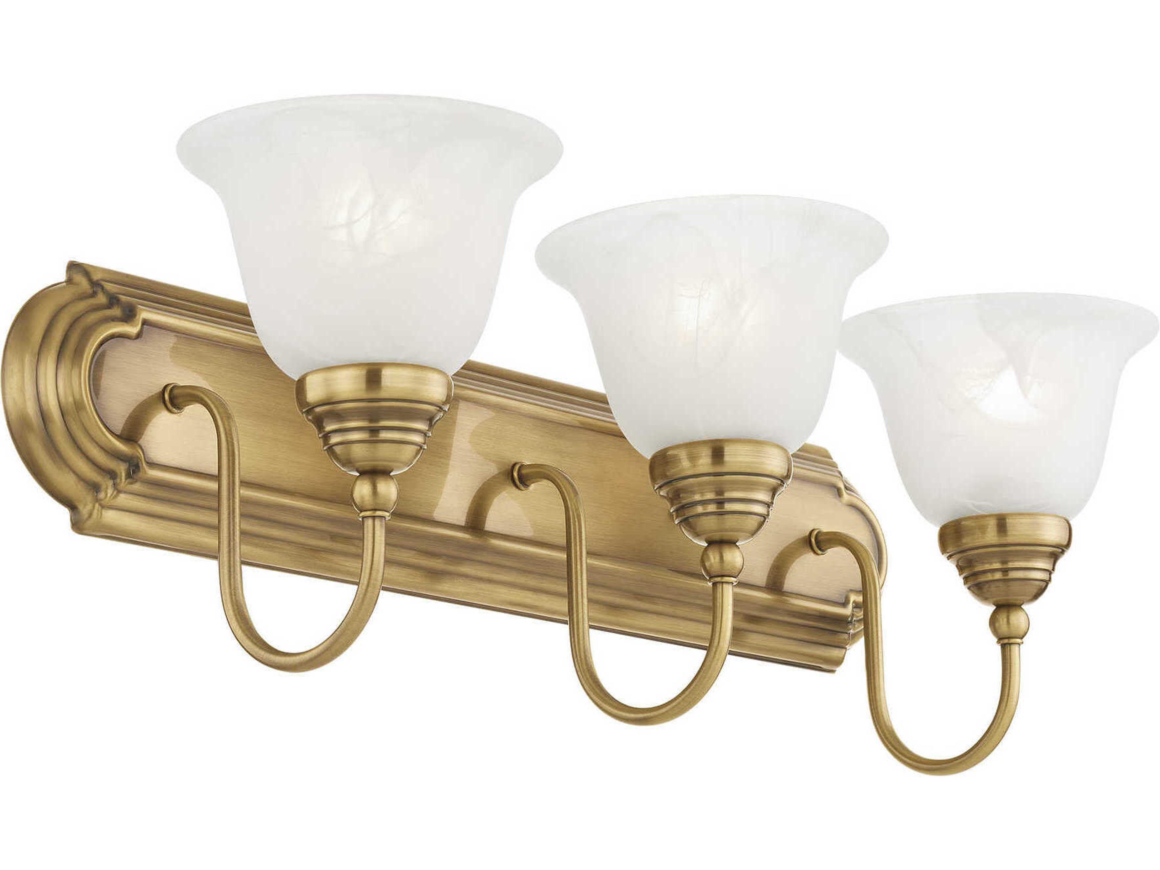 Livex Lighting Belmont 3-Light Antique Brass Glass Vanity Light