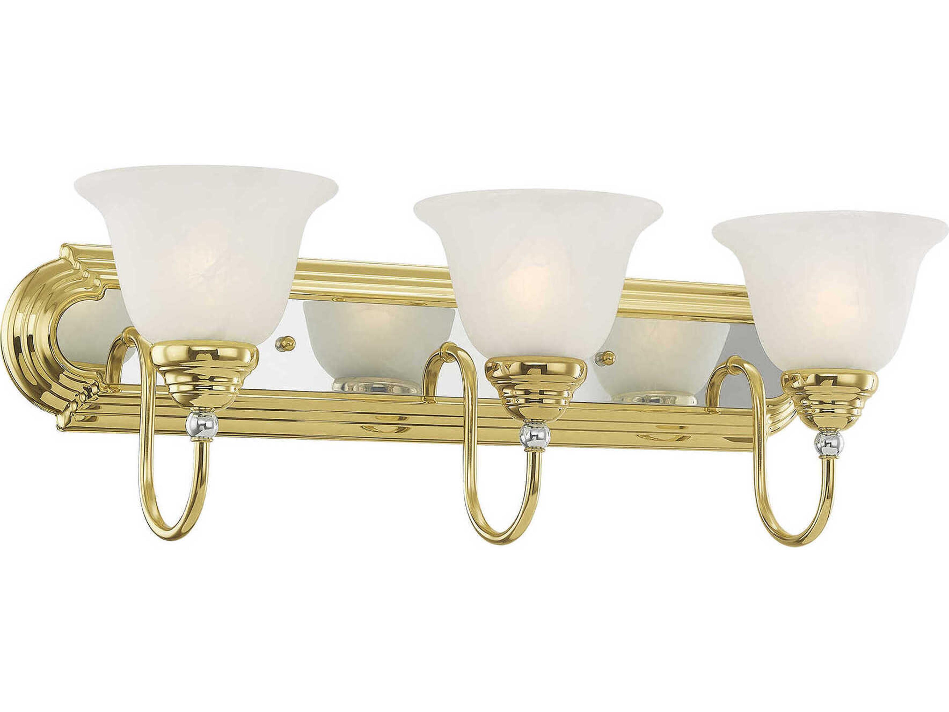Belmont 3-Light Polished Brass Chrome Glass Vanity Light