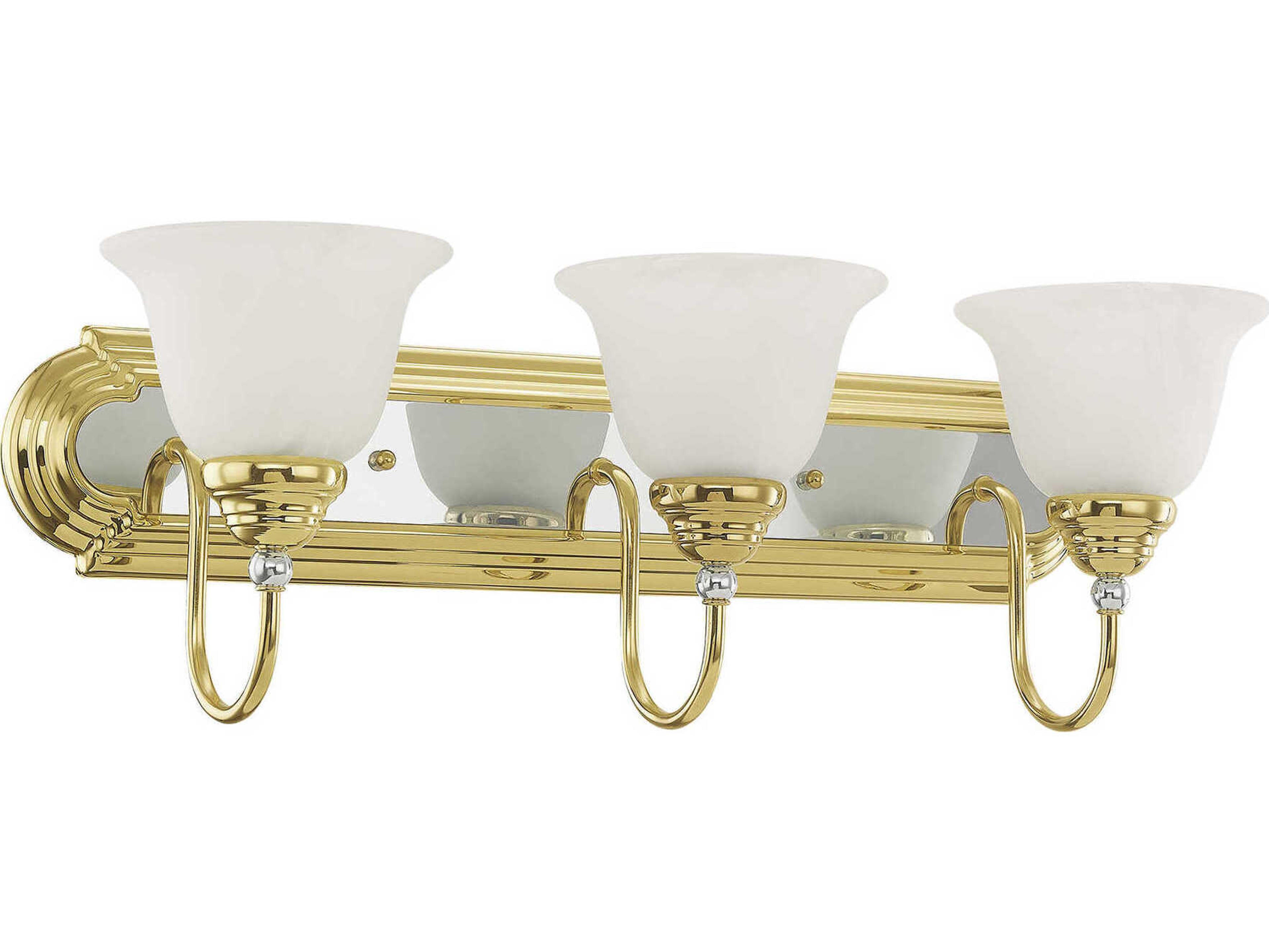 Livex Lighting Belmont 3-Light Polished Brass Chrome Glass Vanity Light