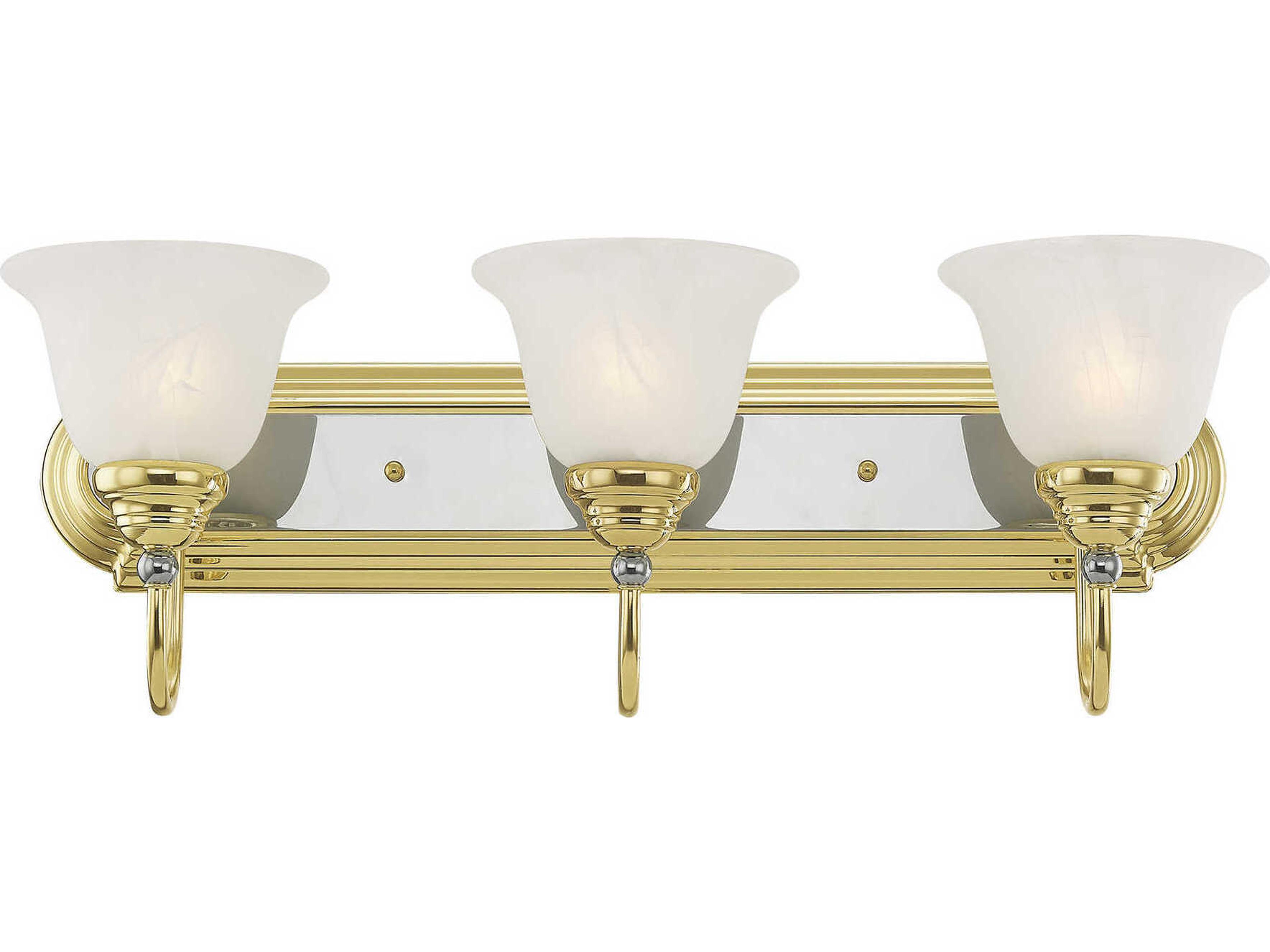Livex Lighting Belmont 3-Light Polished Brass Chrome Glass Vanity Light