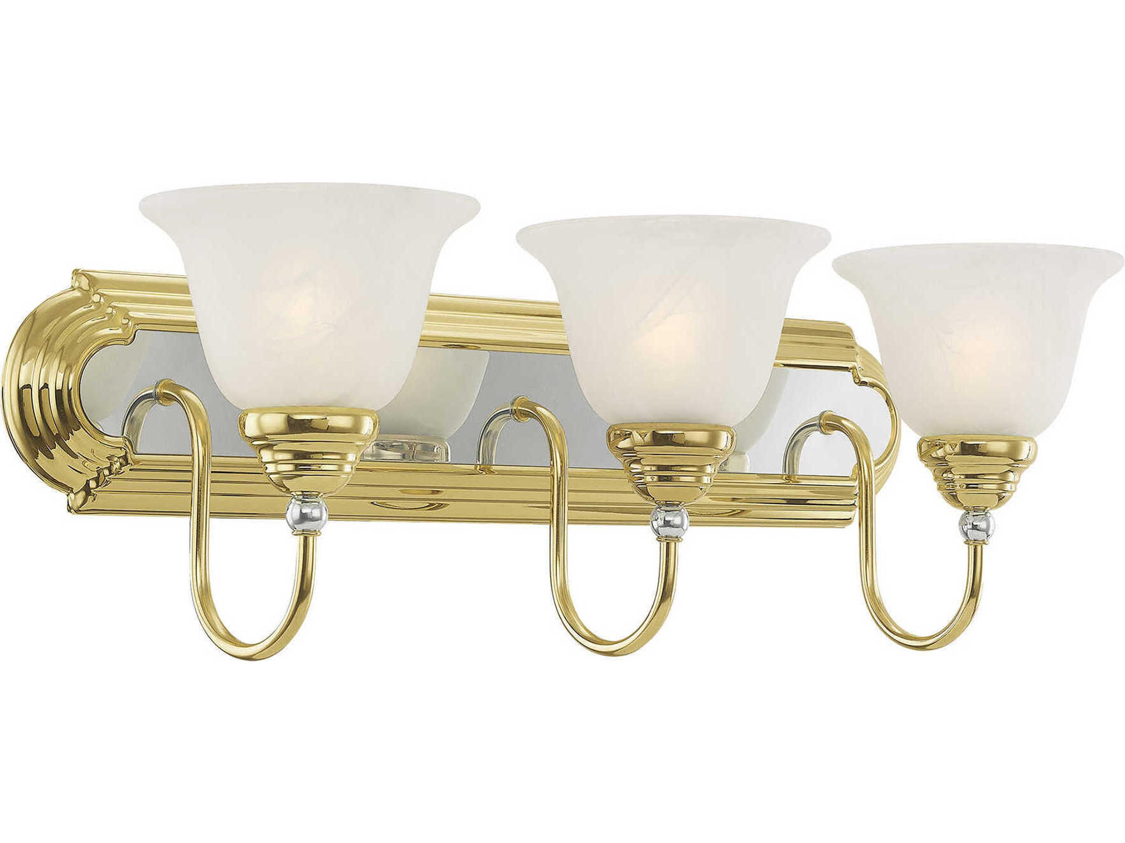 Livex Lighting Belmont 3-Light Polished Brass Chrome Glass Vanity Light