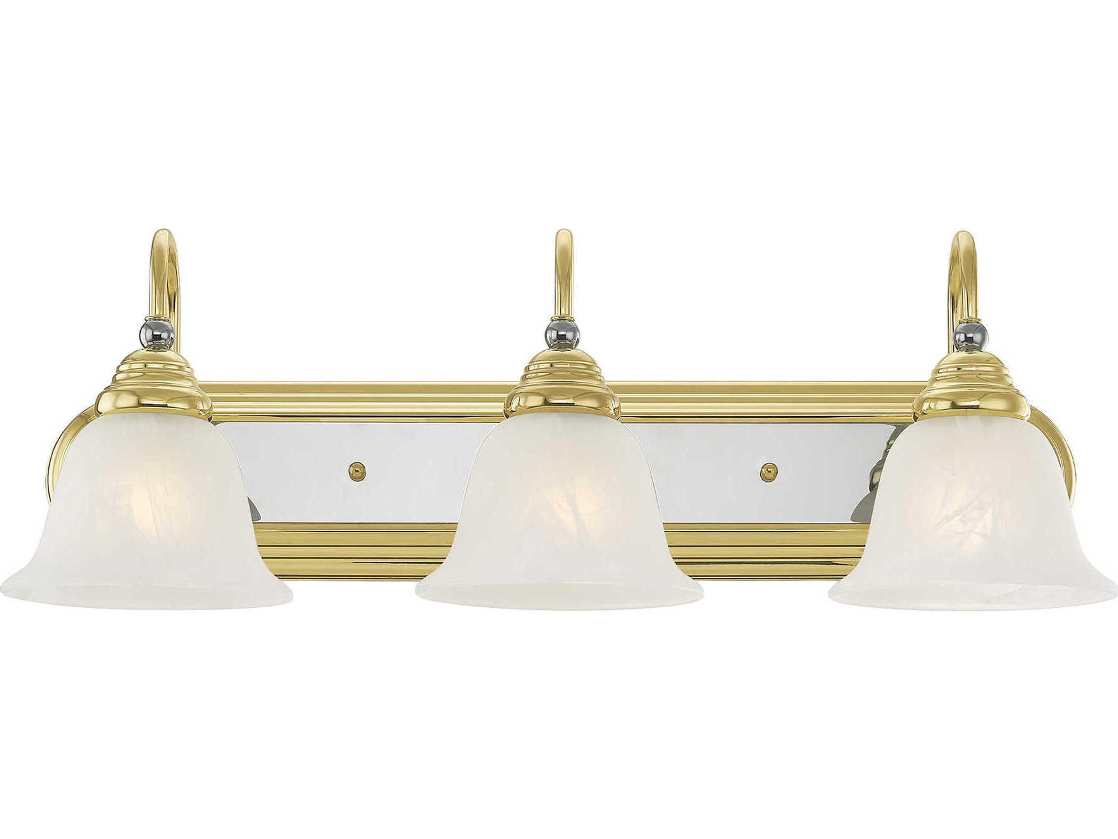 Livex Lighting Belmont 3-Light Polished Brass Chrome Glass Vanity Light
