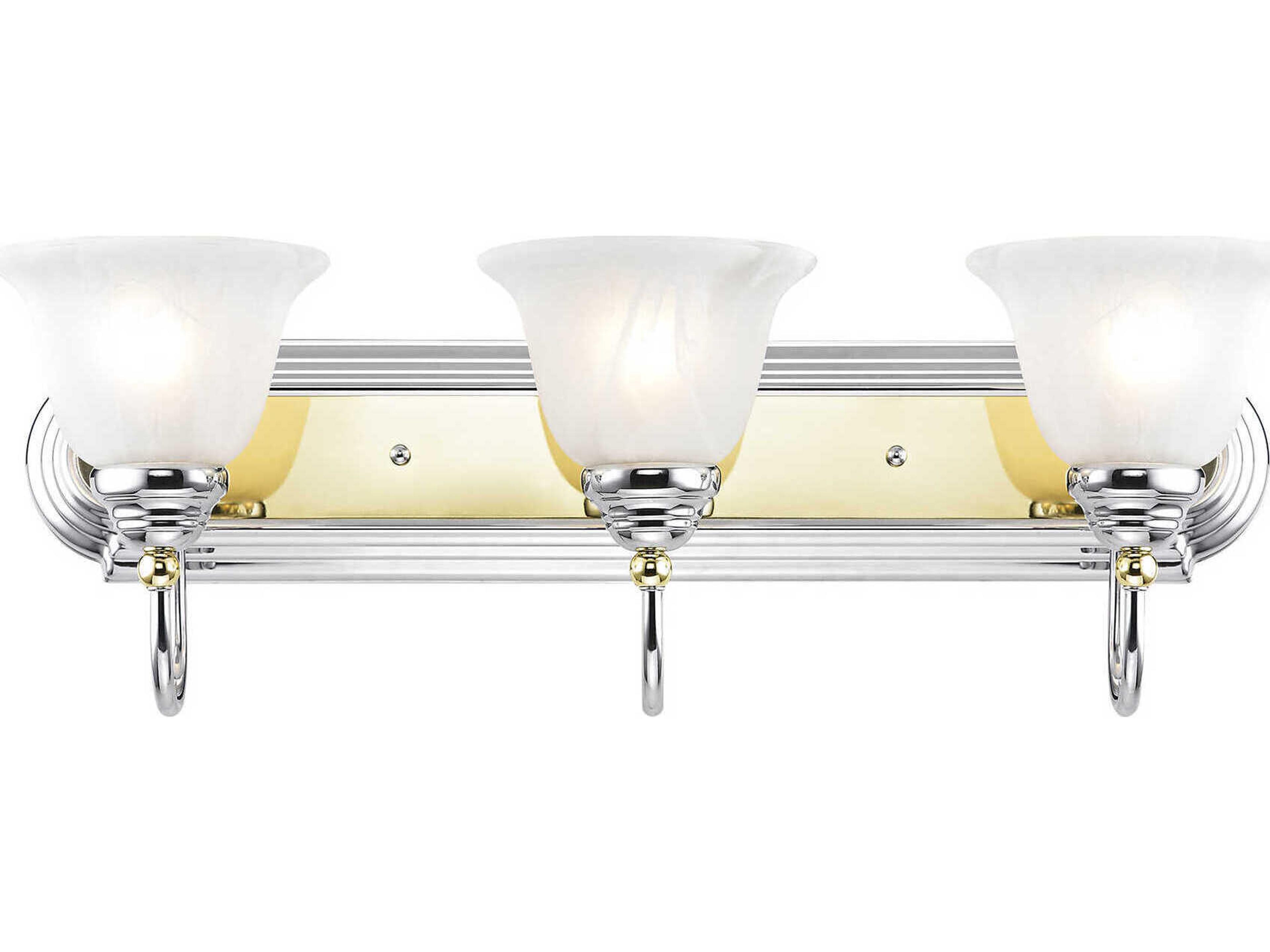 Livex Lighting Belmont 3-Light Polished Chrome Brass Glass Vanity Light