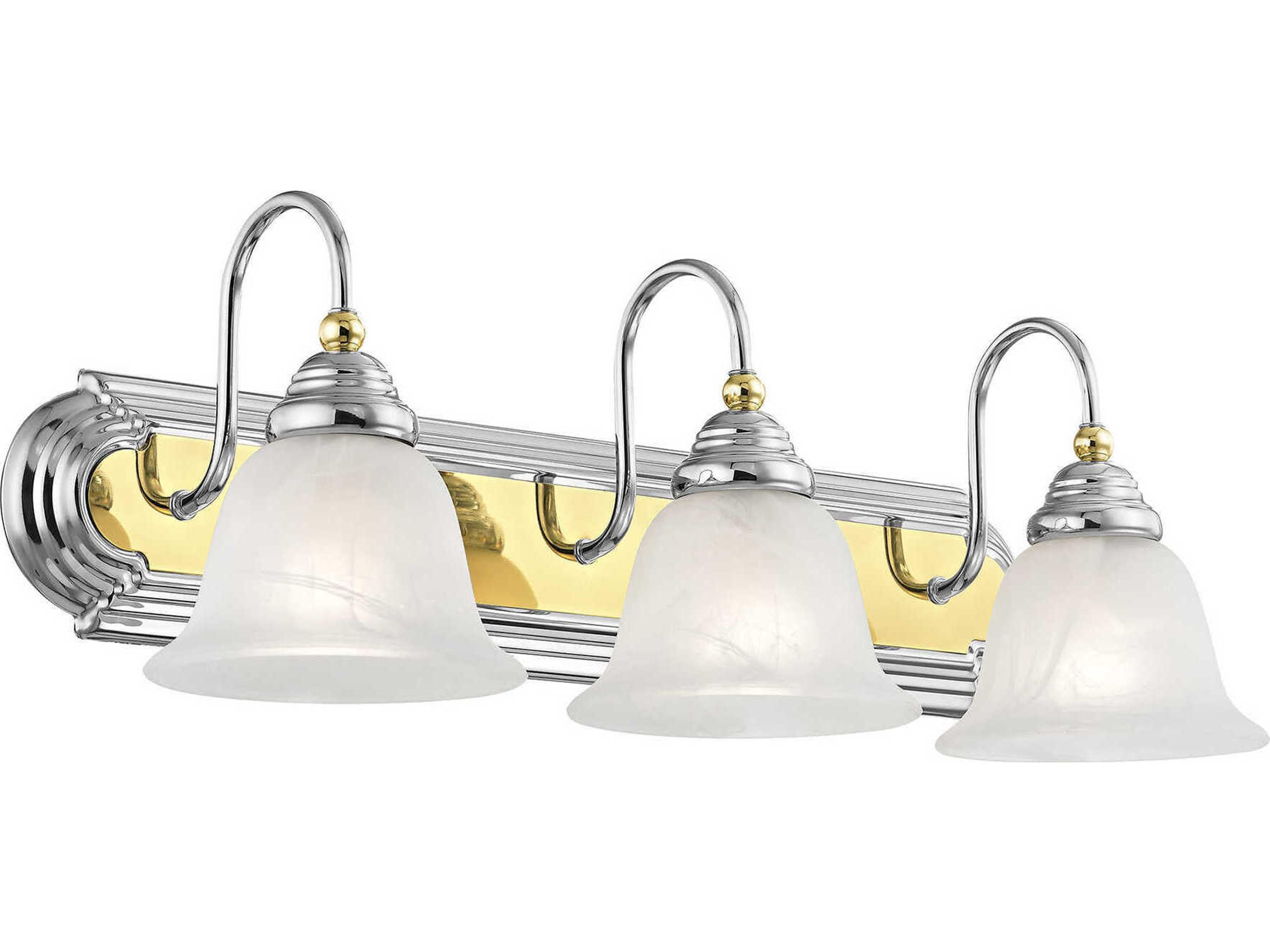 Livex Lighting Belmont 3-Light Polished Chrome Brass Glass Vanity Light