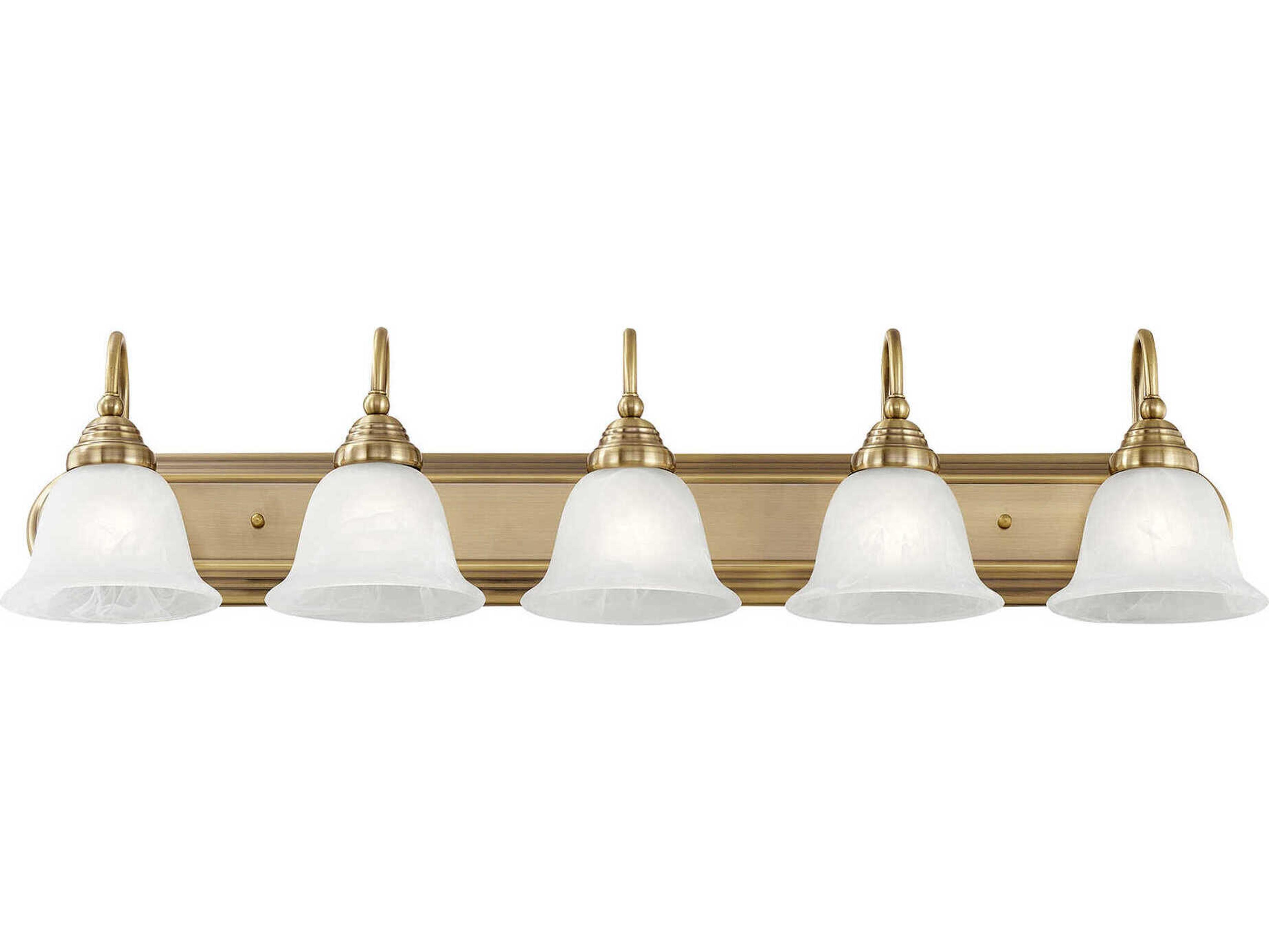 Belmont 5-Light Antique Brass Glass Vanity Light
