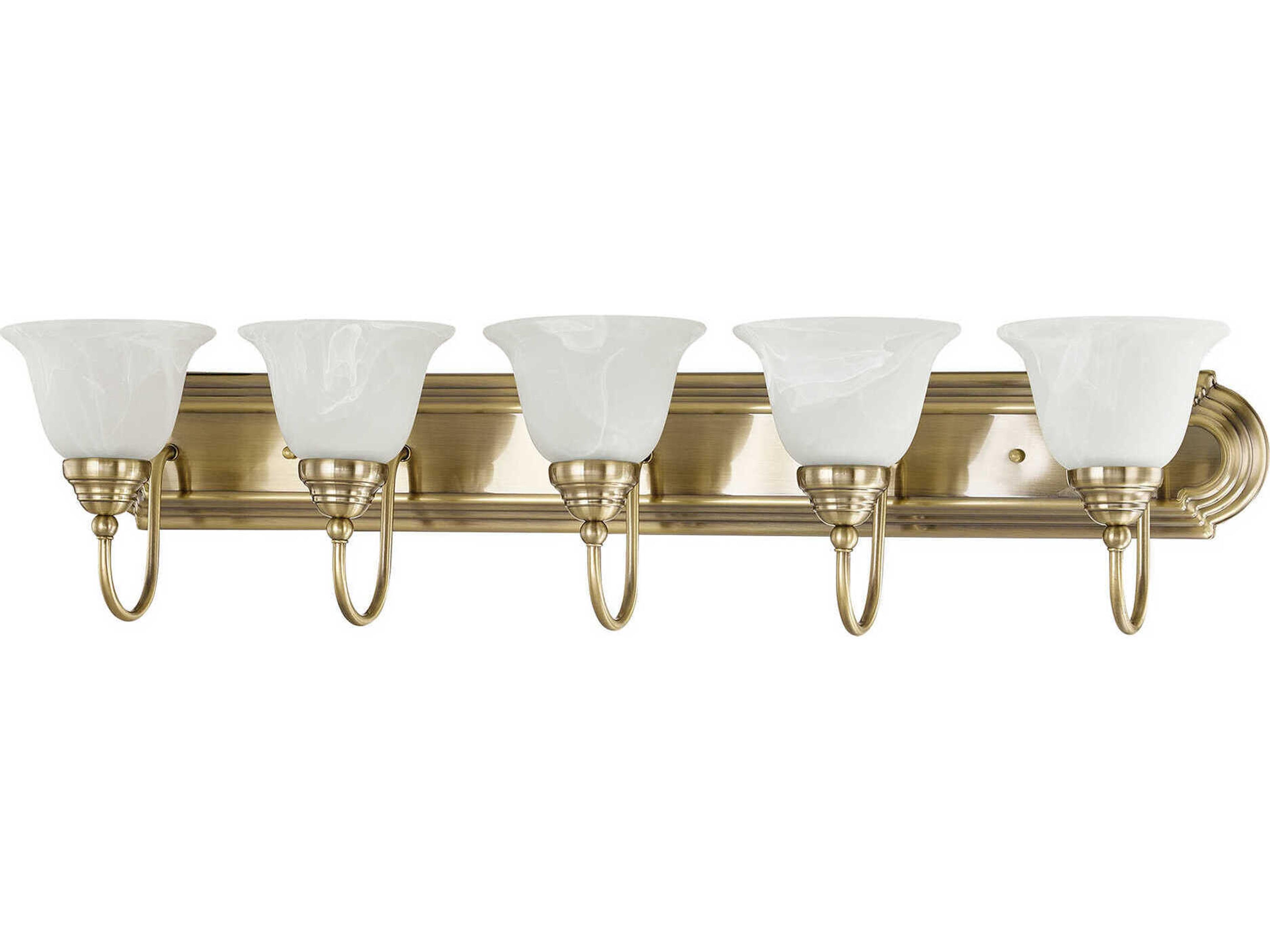 Livex Lighting Belmont 5-Light Antique Brass Glass Vanity Light