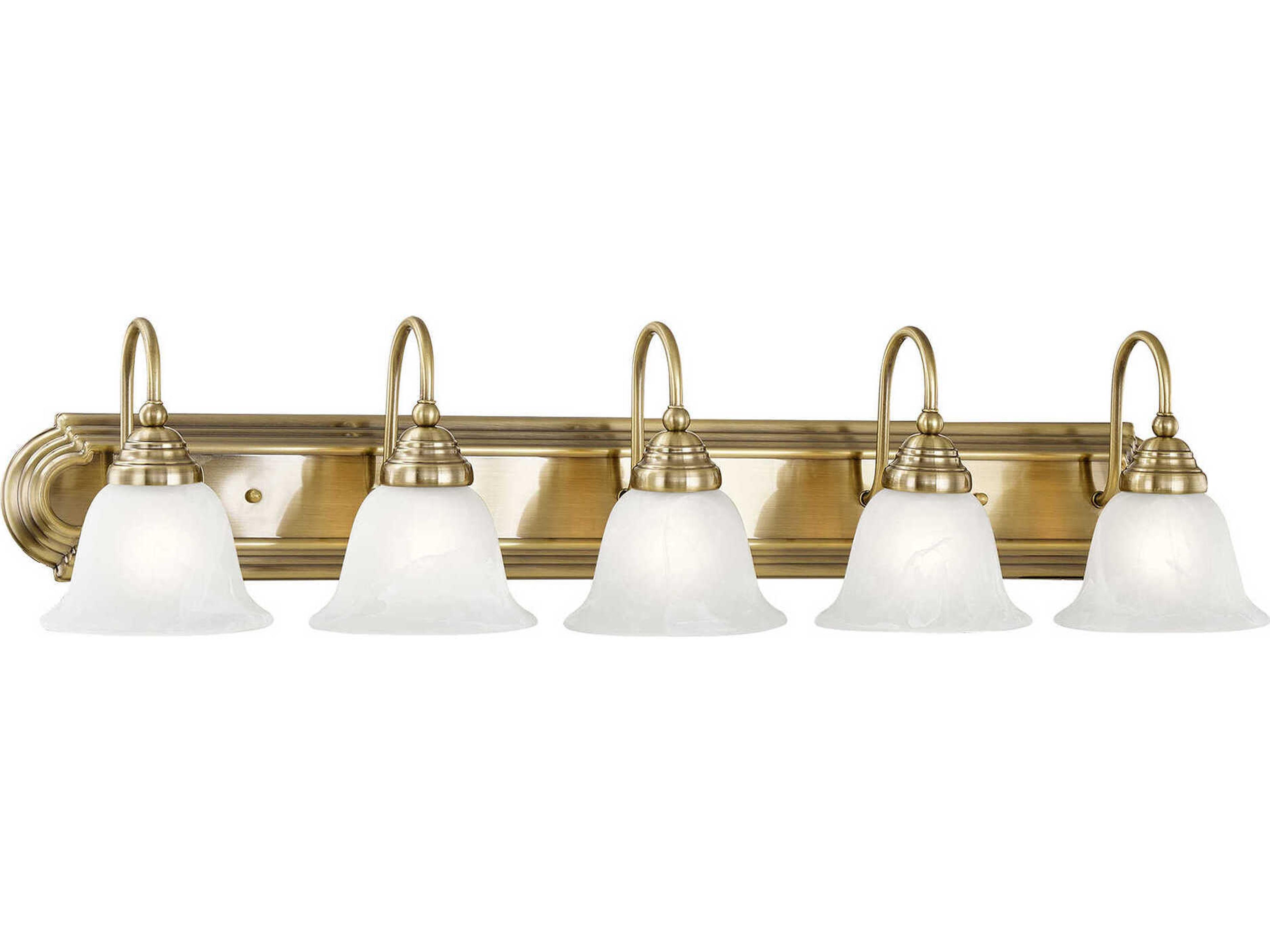 Livex Lighting Belmont 5-Light Antique Brass Glass Vanity Light