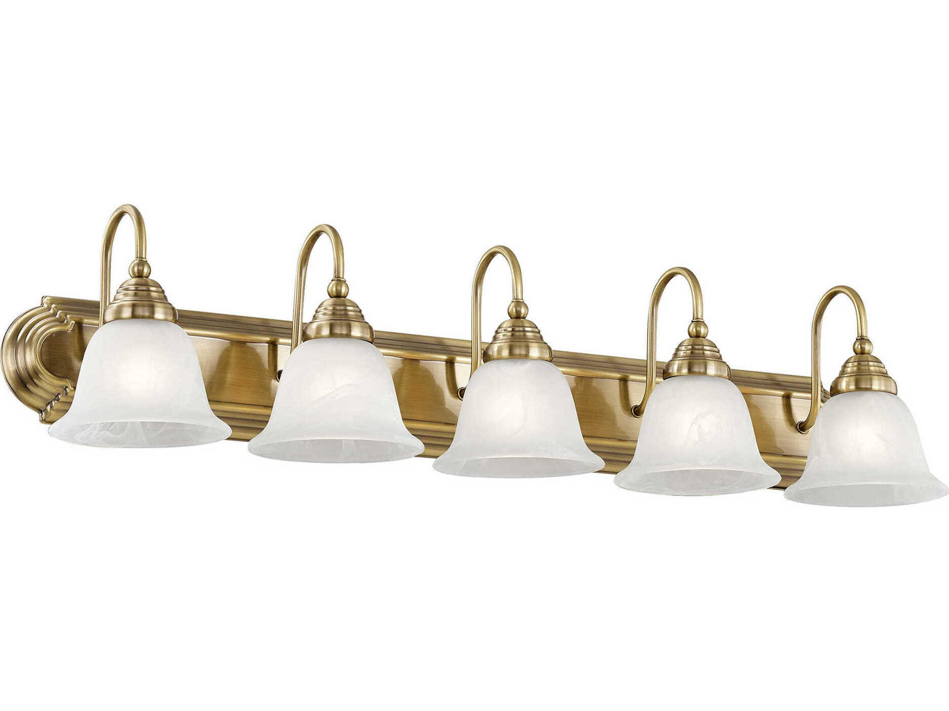 Livex Lighting Belmont 5-Light Antique Brass Glass Vanity Light