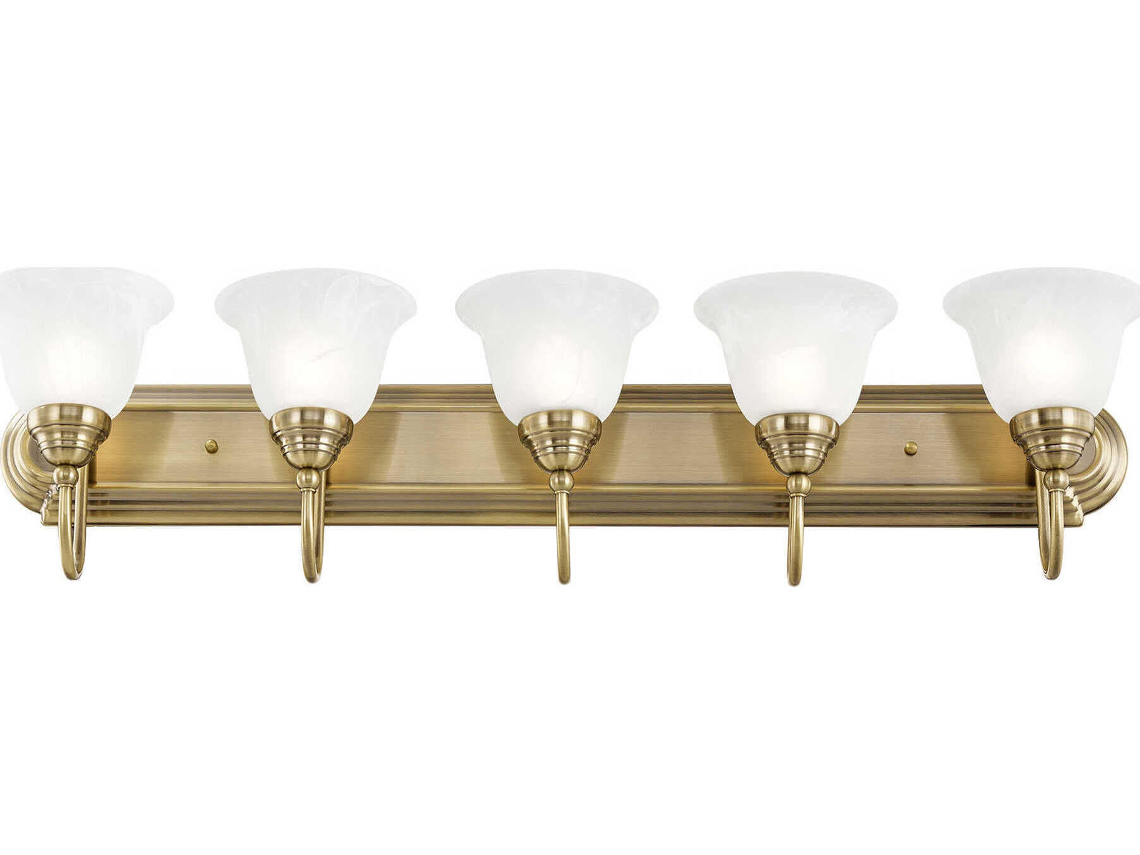 Livex Lighting Belmont 5-Light Antique Brass Glass Vanity Light