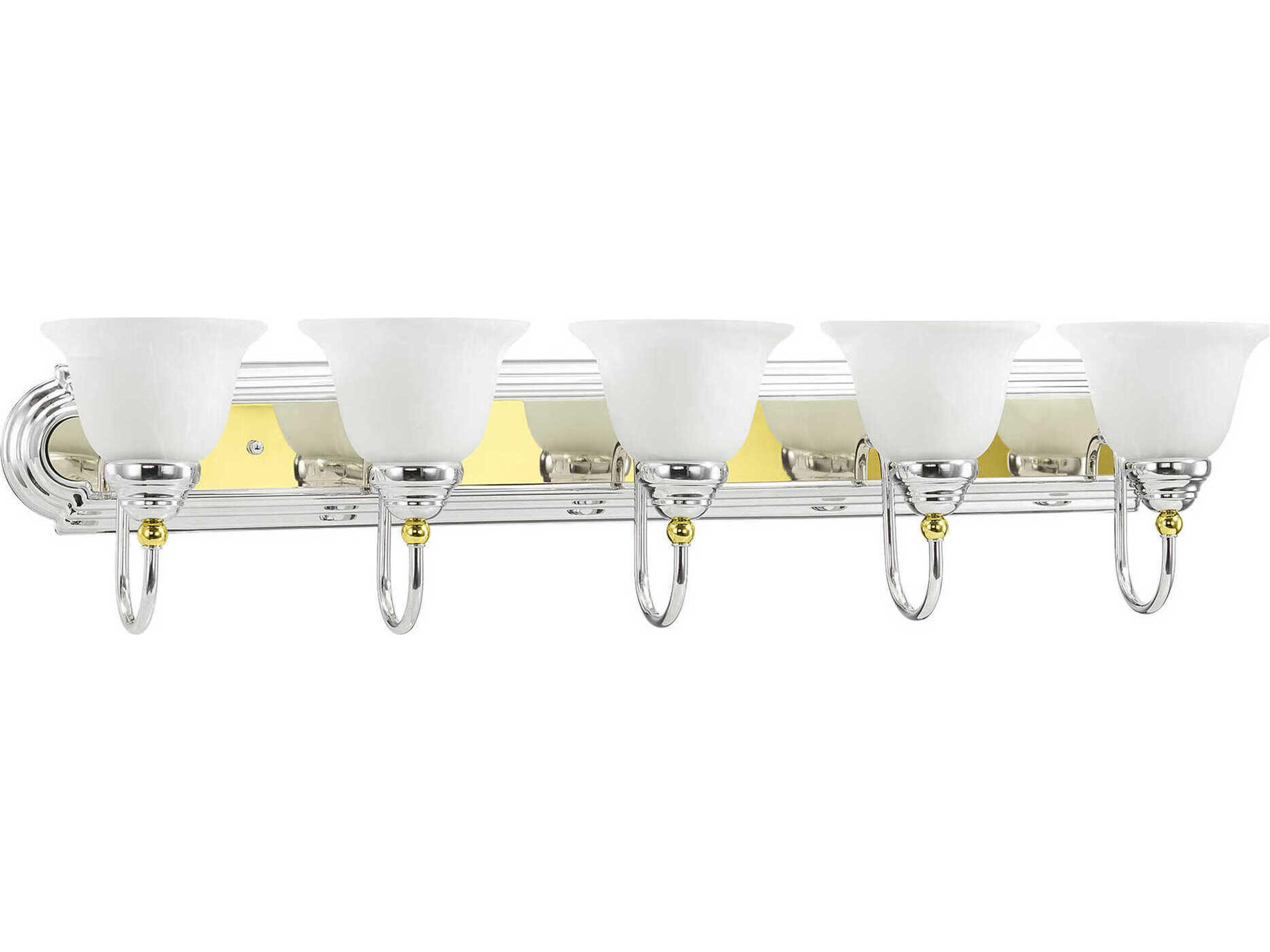 Livex Lighting Belmont 5-Light Polished Chrome Brass Glass Vanity Light