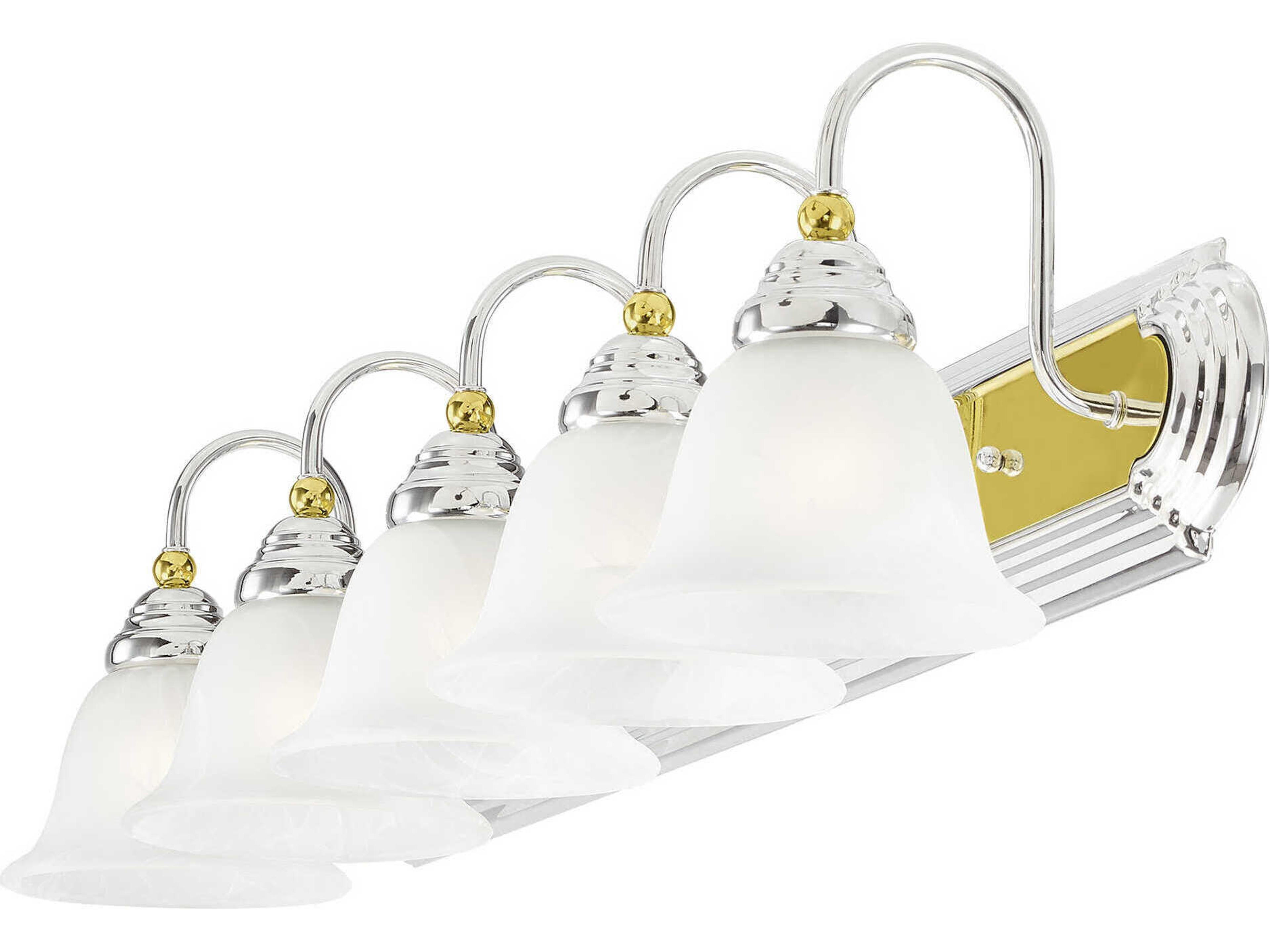 Livex Lighting Belmont 5-Light Polished Chrome Brass Glass Vanity Light