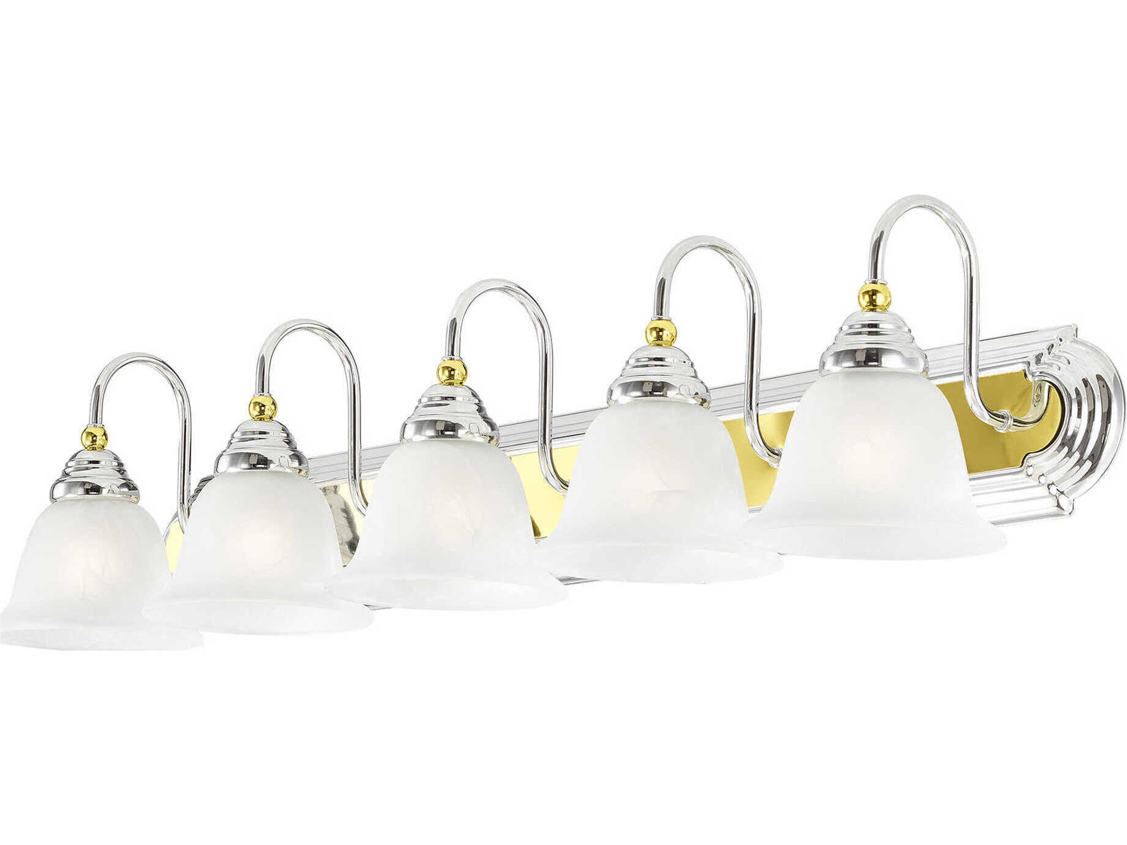 Livex Lighting Belmont 5-Light Polished Chrome Brass Glass Vanity Light