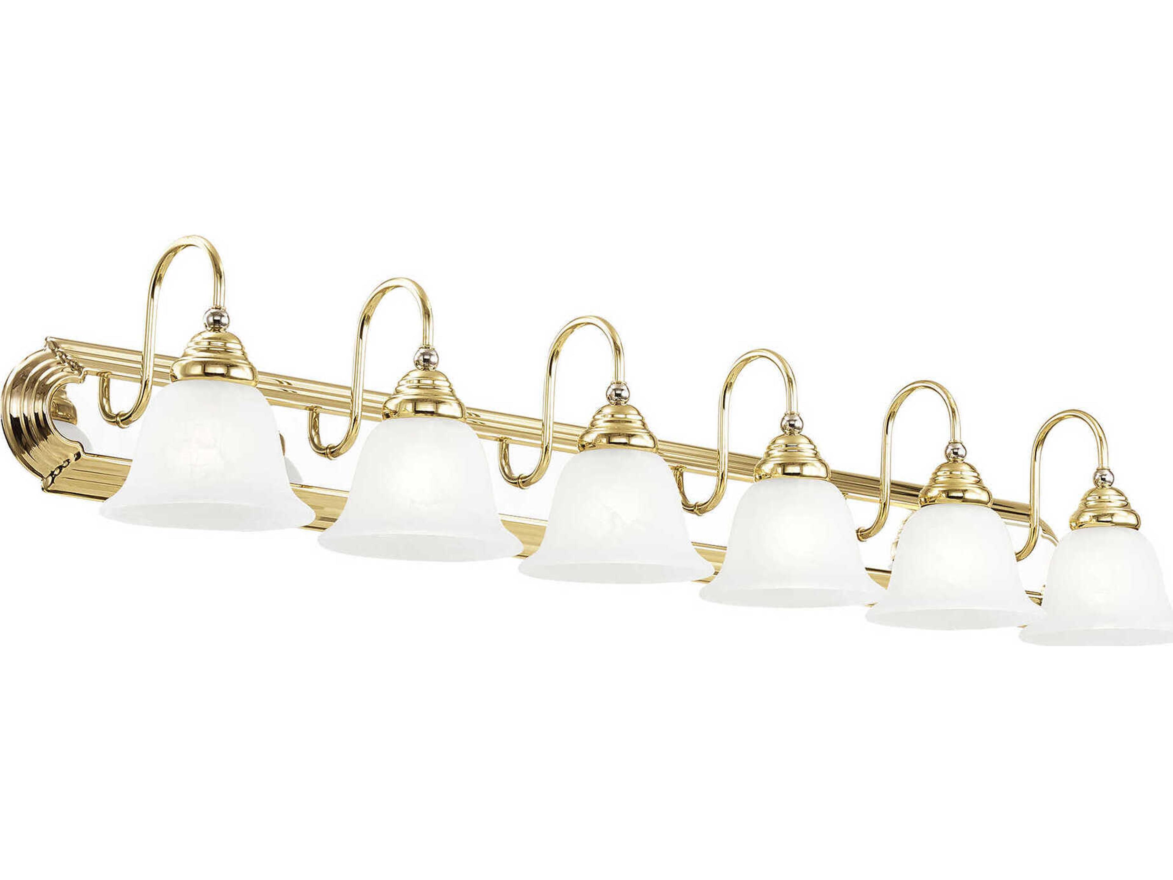 Livex Lighting Belmont 6-Light Polished Brass Chrome White Glass Vanity Light