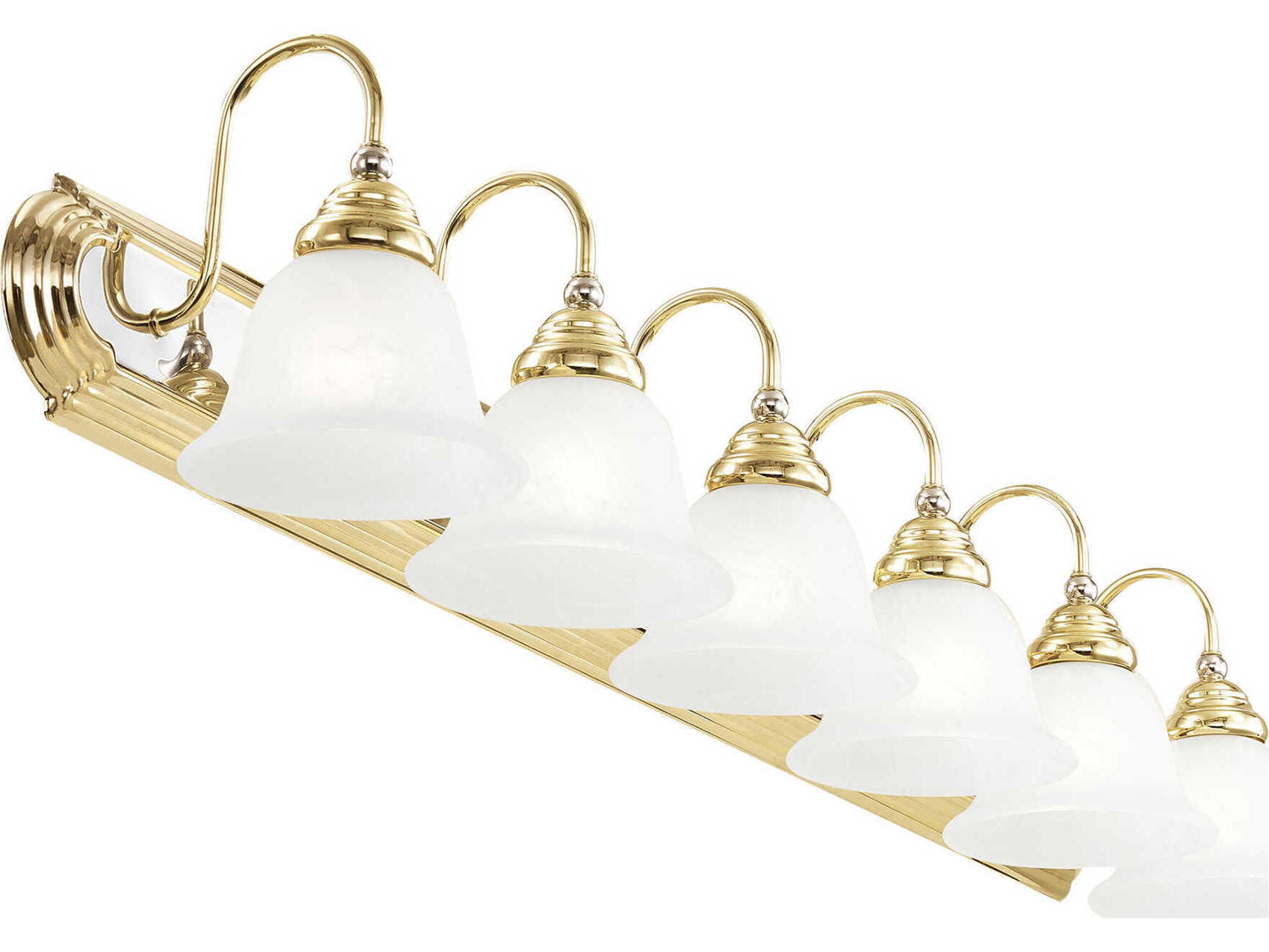 Livex Lighting Belmont 6-Light Polished Brass Chrome White Glass Vanity Light