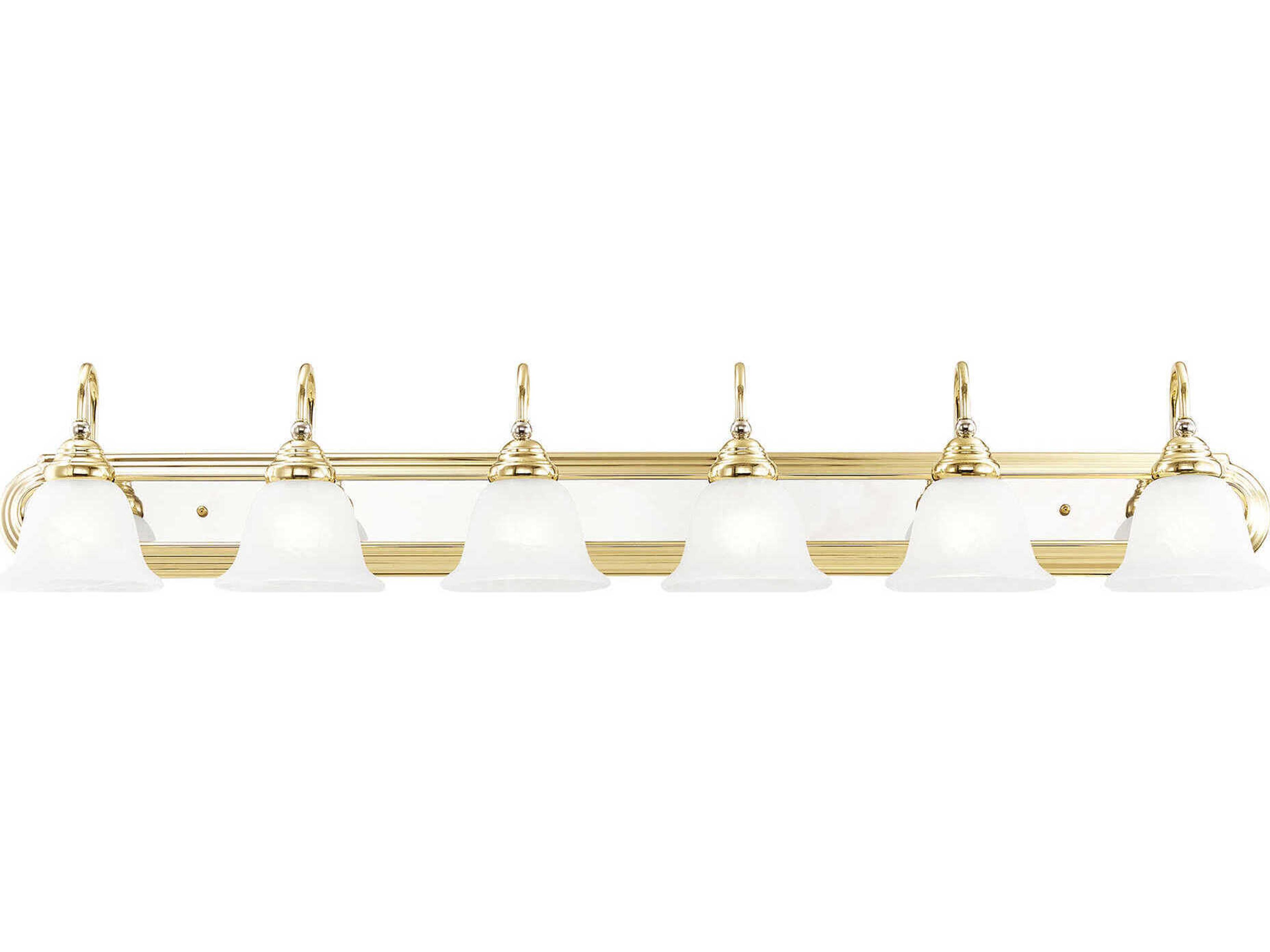 Livex Lighting Belmont 6-Light Polished Brass Chrome White Glass Vanity Light