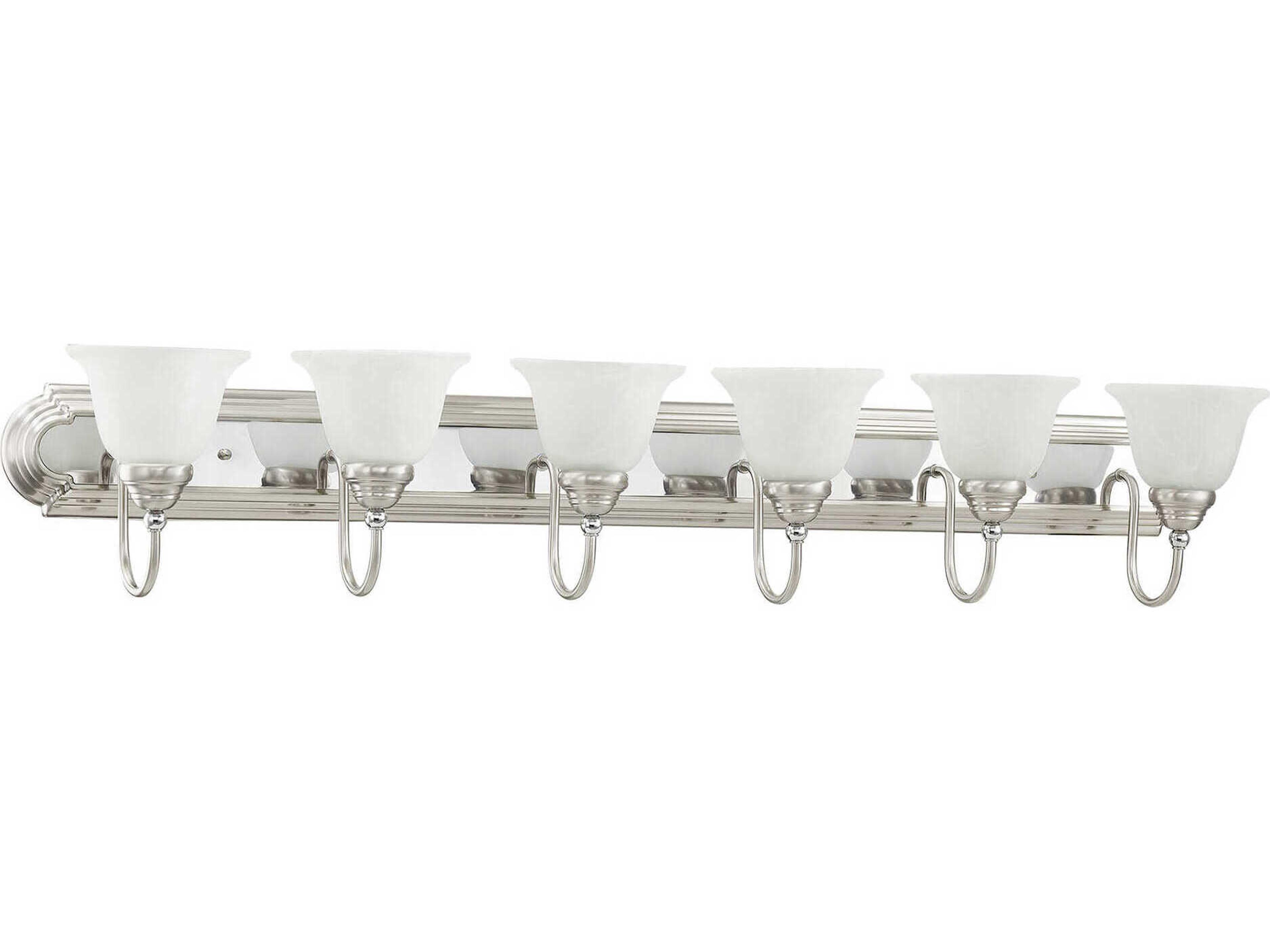 Livex Lighting Belmont 6-Light Brushed Nickel Polished Chrome Glass Vanity Light