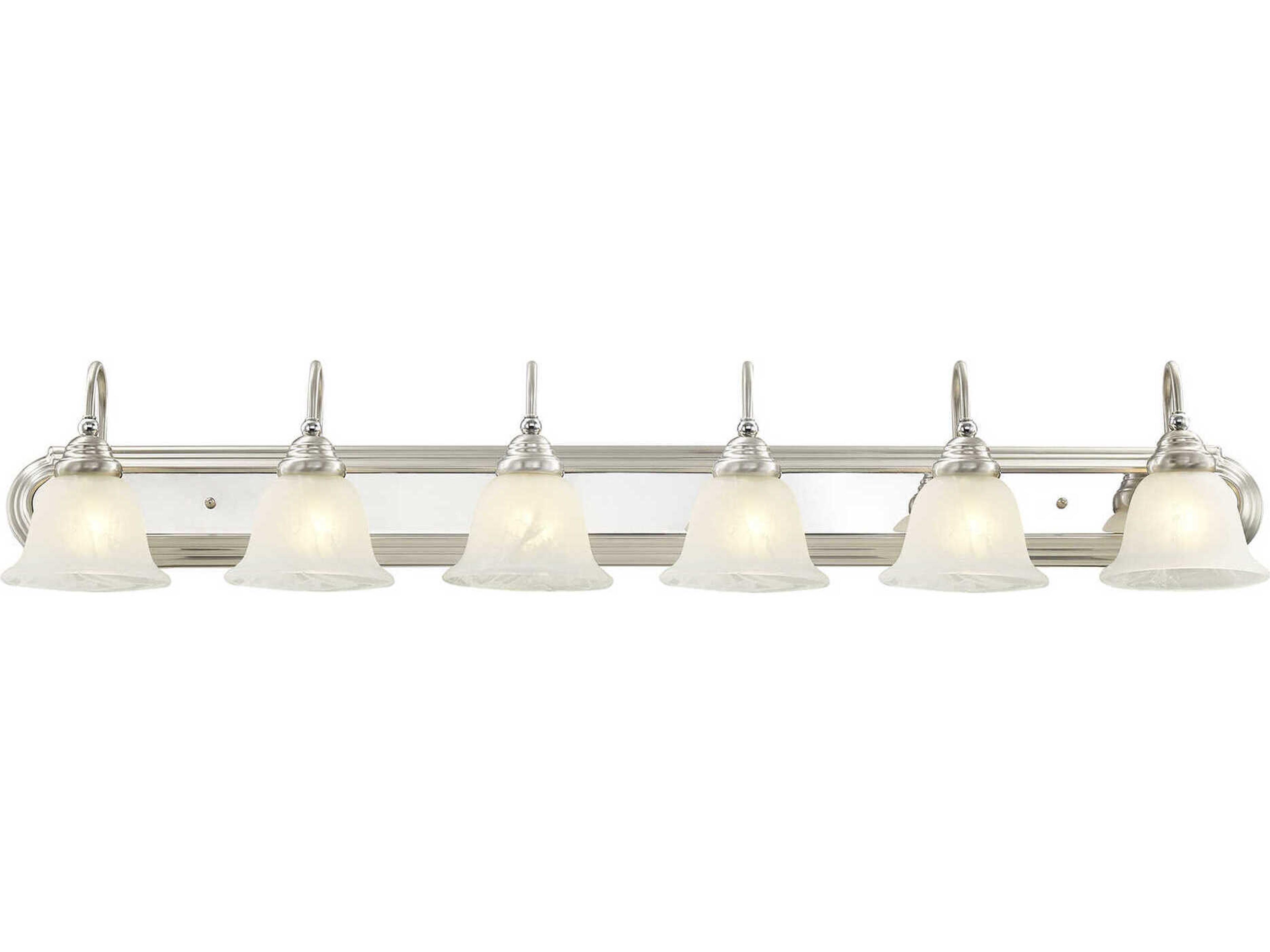 Livex Lighting Belmont 6-Light Brushed Nickel Polished Chrome Glass Vanity Light