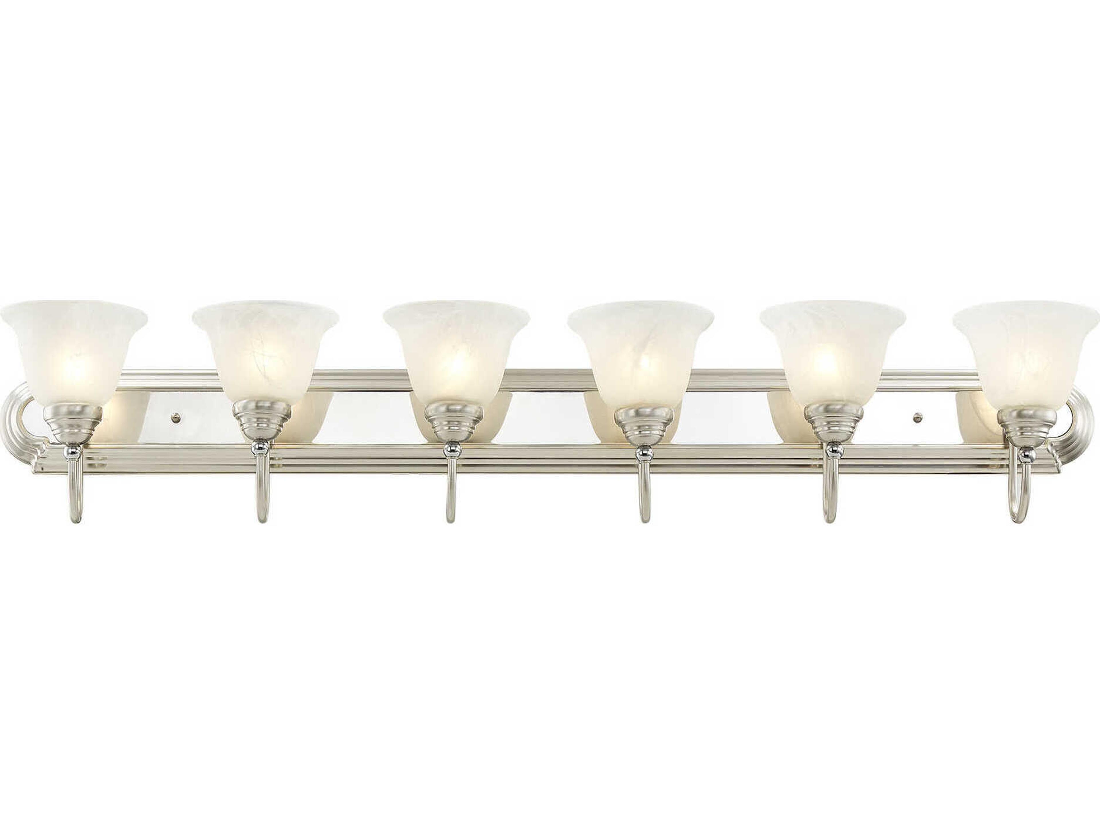 Livex Lighting Belmont 6-Light Brushed Nickel Polished Chrome Glass Vanity Light