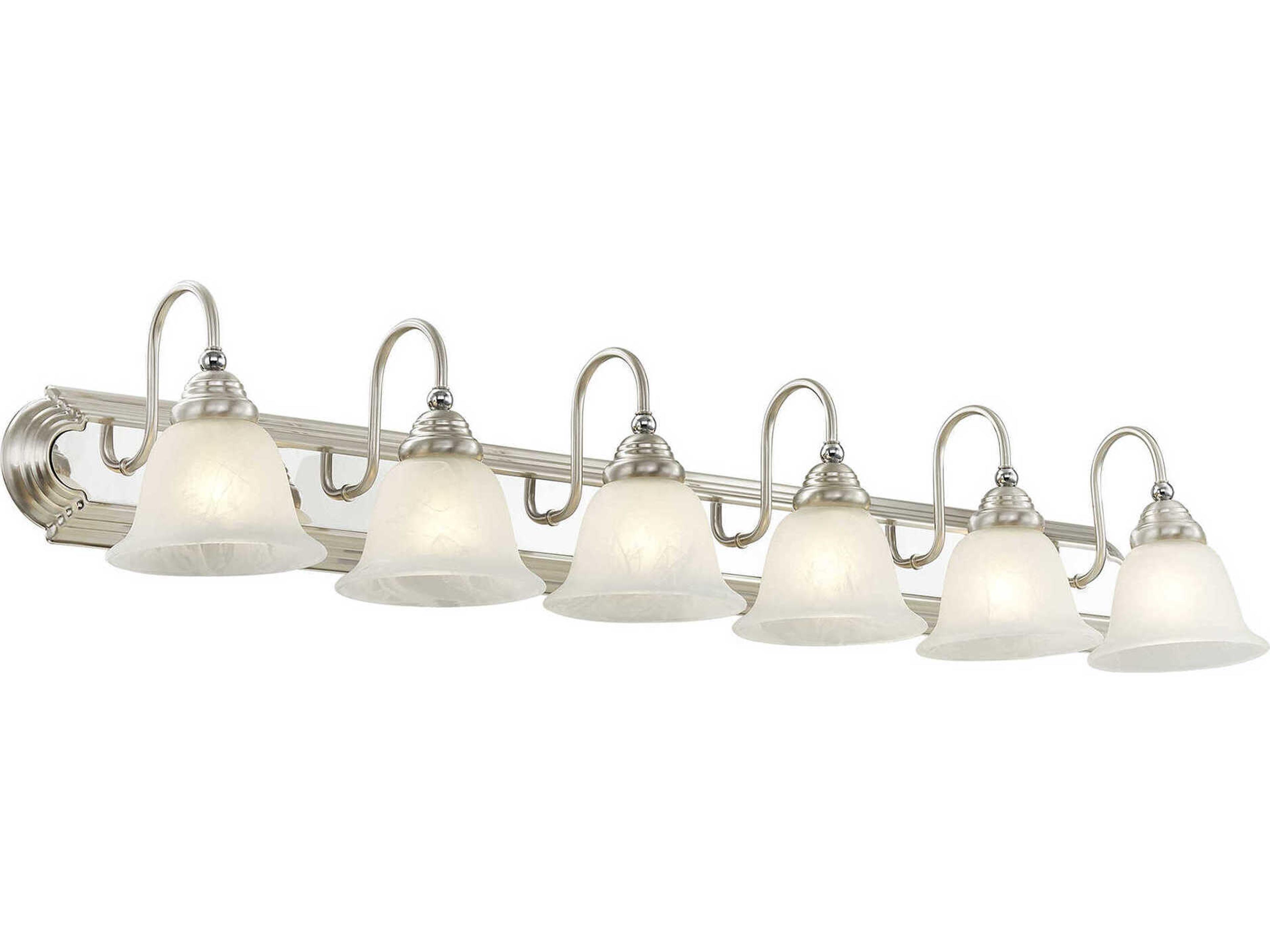 Livex Lighting Belmont 6-Light Brushed Nickel Polished Chrome Glass Vanity Light