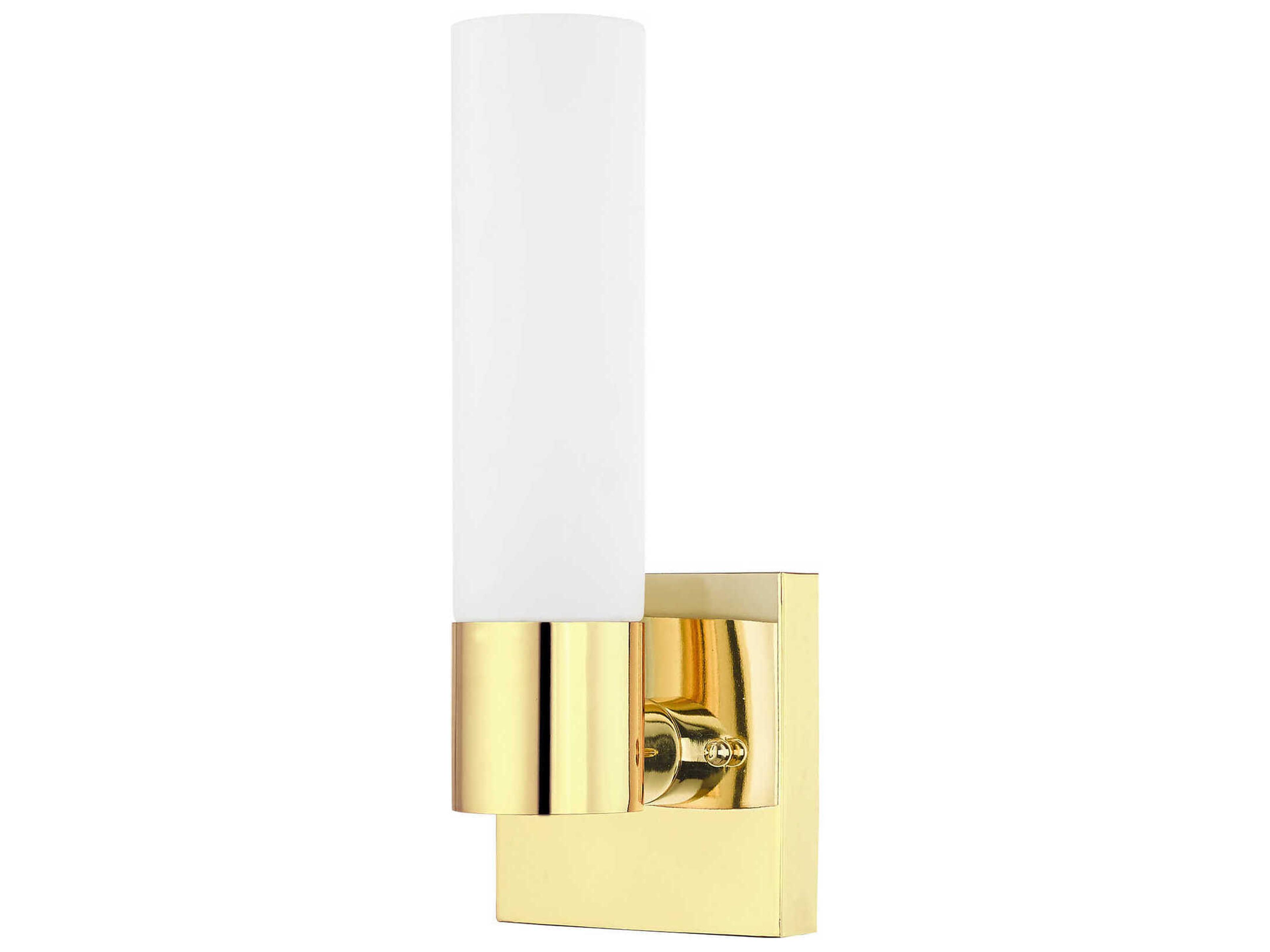 Livex Lighting Aero 1-Light Polished Brass White Glass Wall Sconce