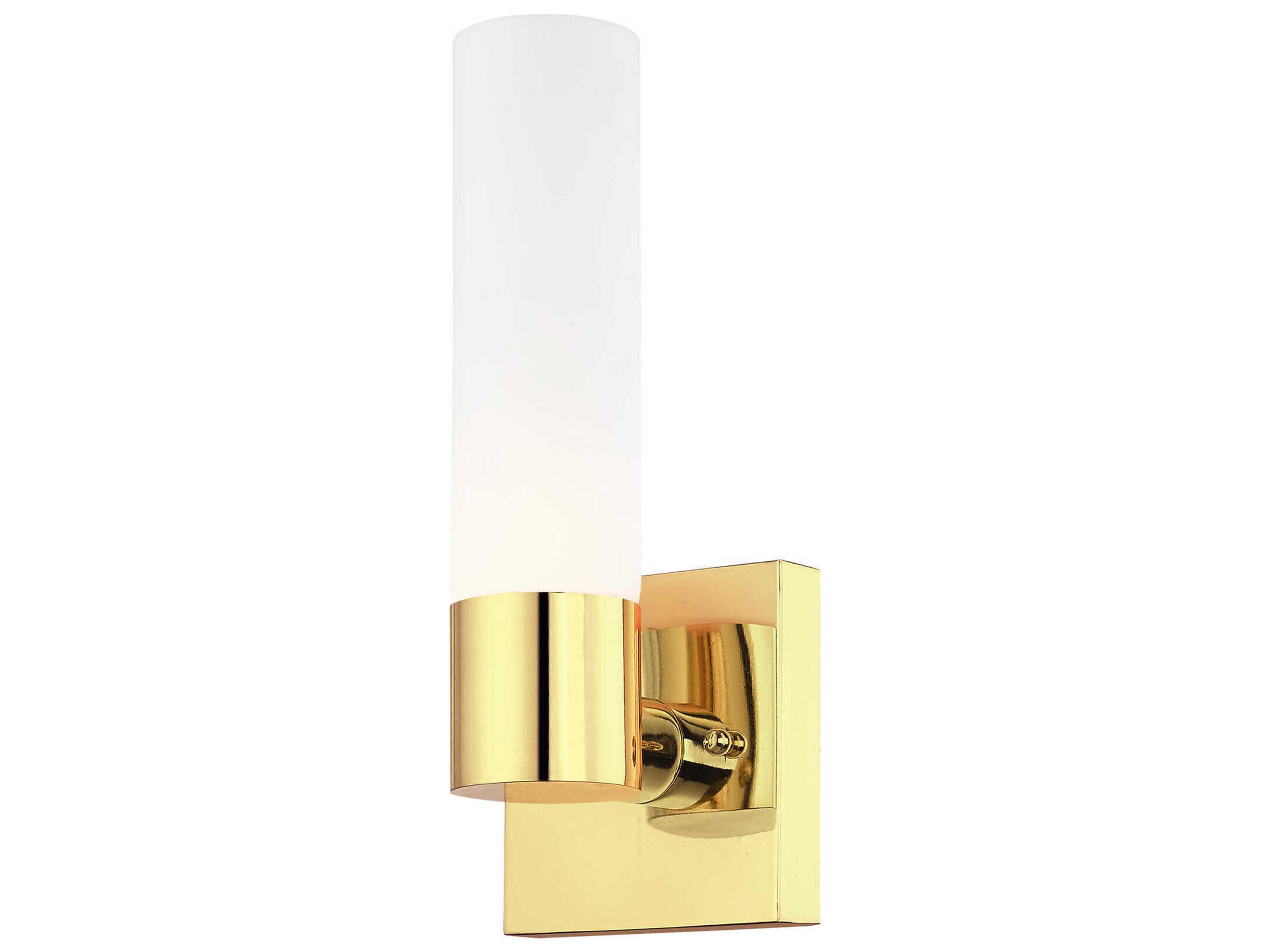 Livex Lighting Aero 1-Light Polished Brass White Glass Wall Sconce