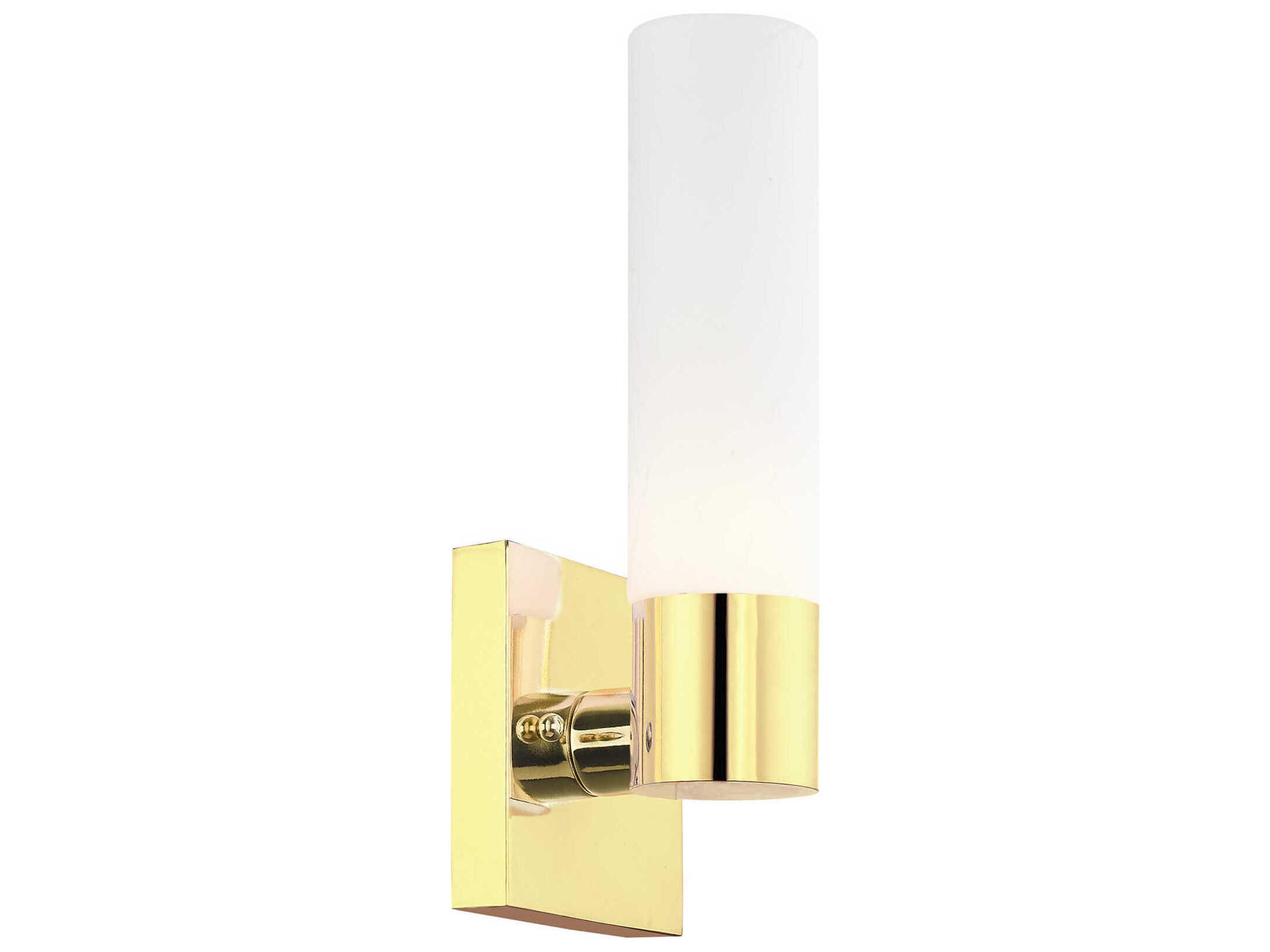 Livex Lighting Aero 1-Light Polished Brass White Glass Wall Sconce