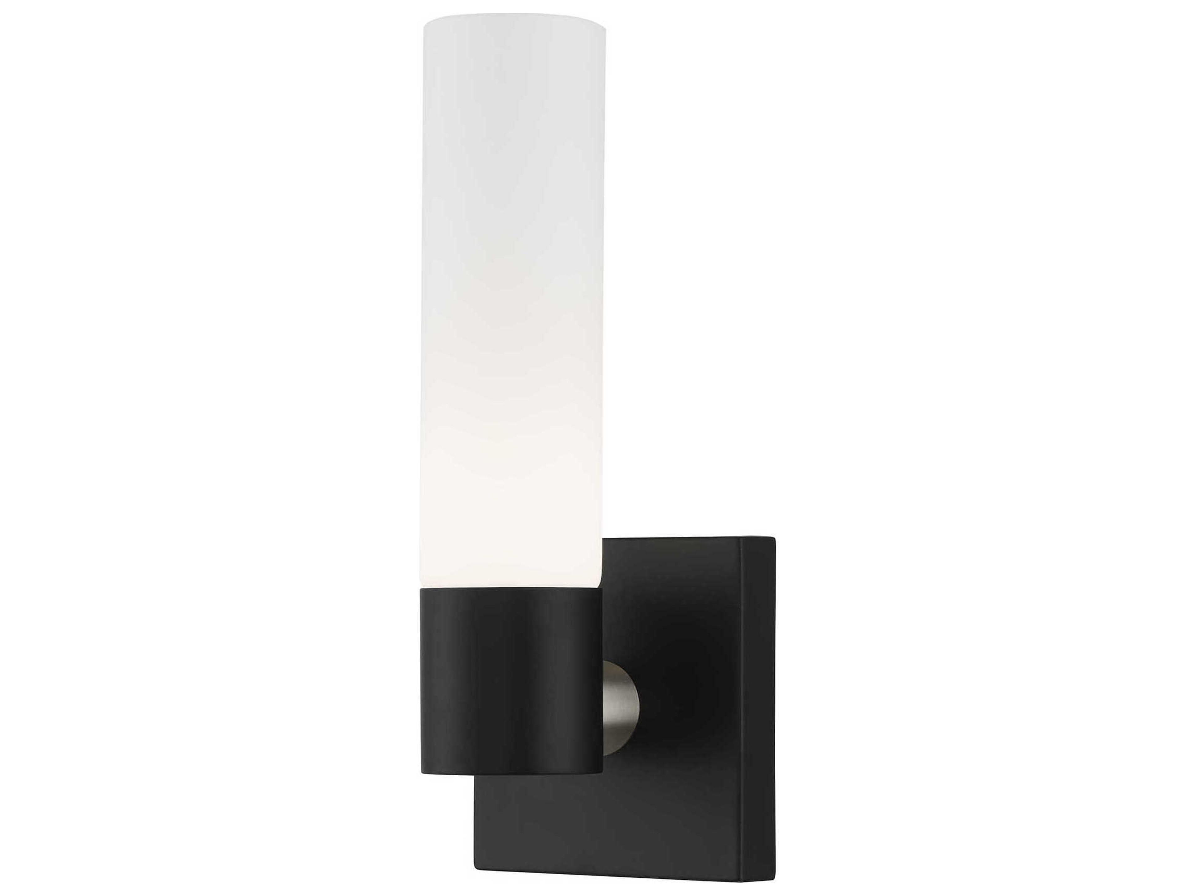 Aero 1-Light Black With Brushed Nickel Accent Glass Wall Sconce