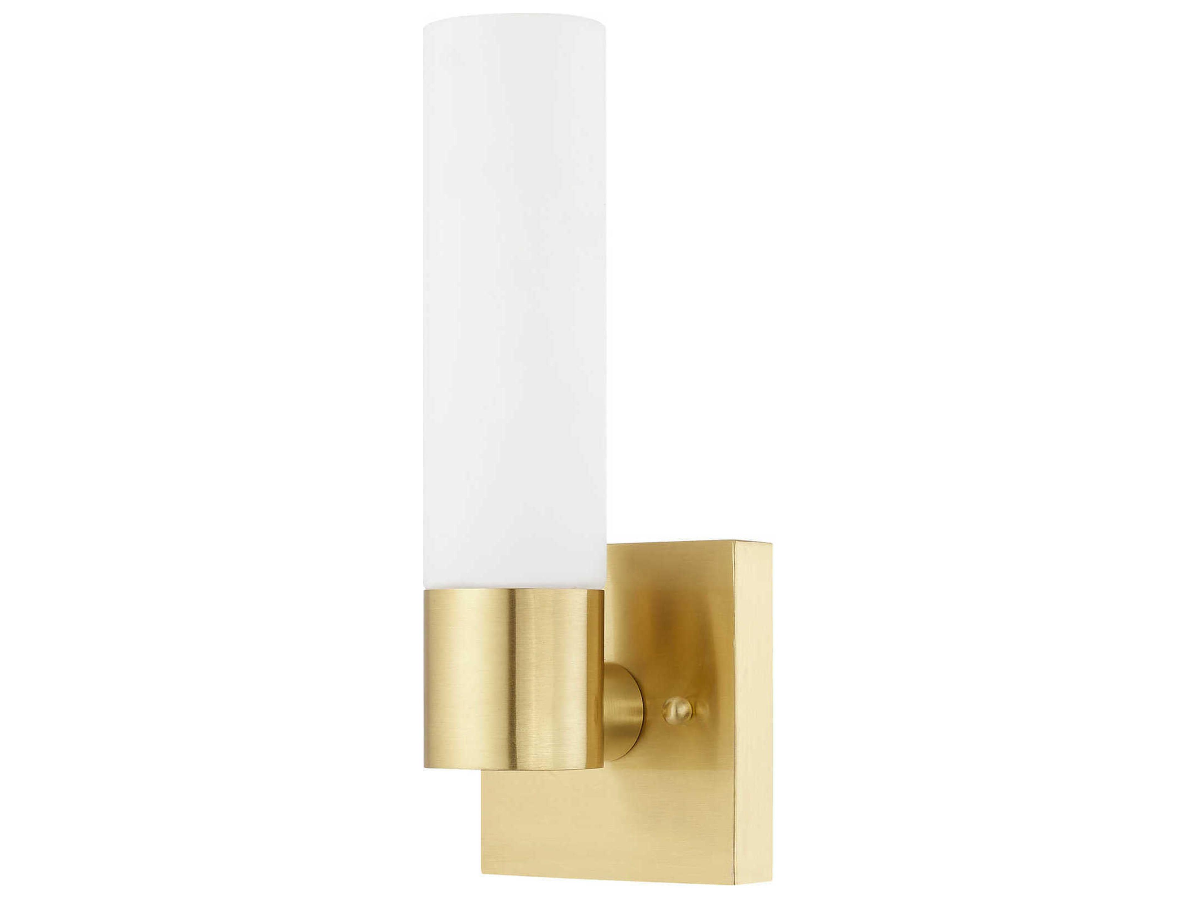 Livex Lighting Aero 1-Light Satin Brass Glass Wall Sconce