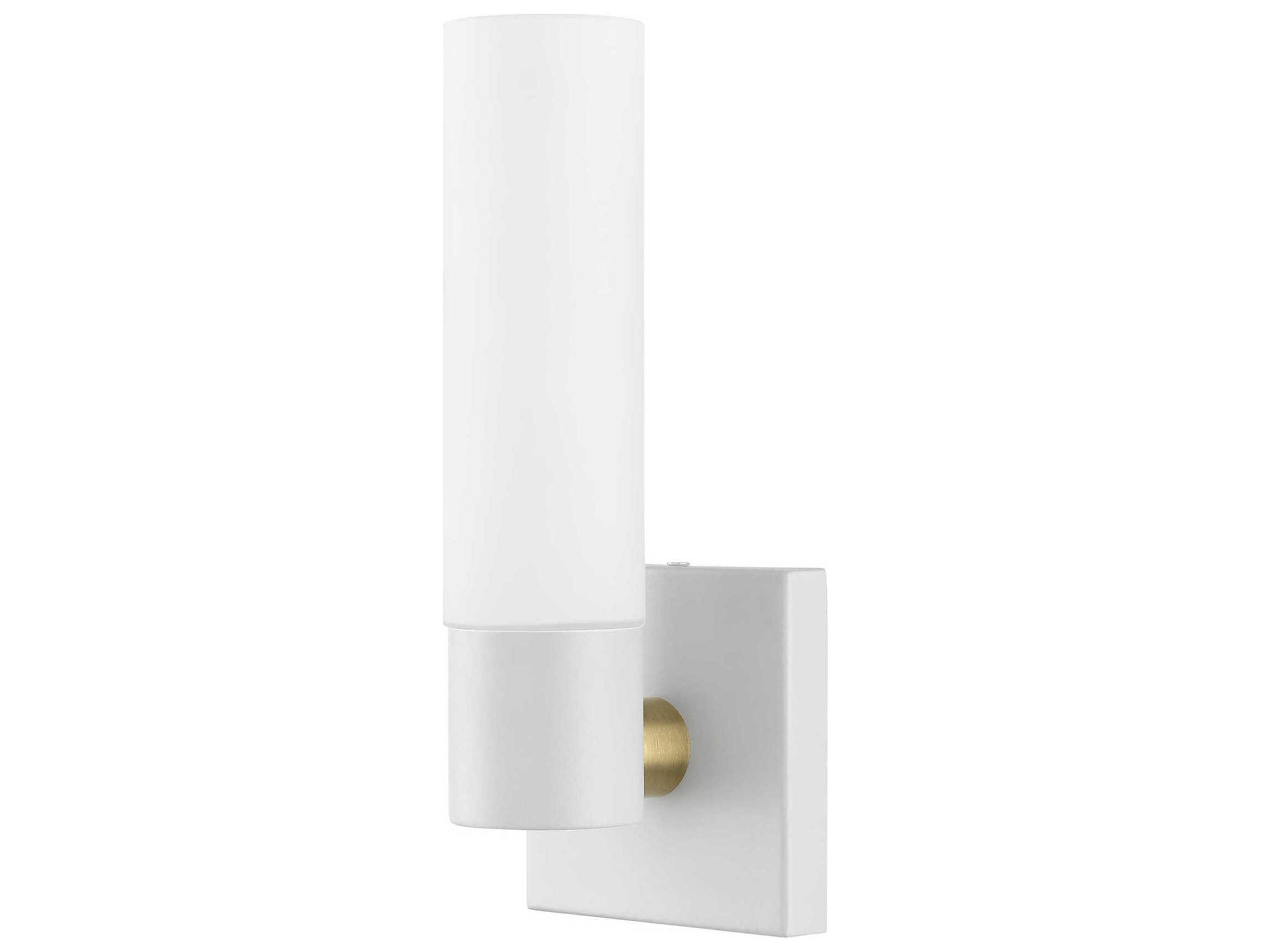Livex Lighting Aero 1-Light Textured White With Antique Brass Accent Glass Wall Sconce